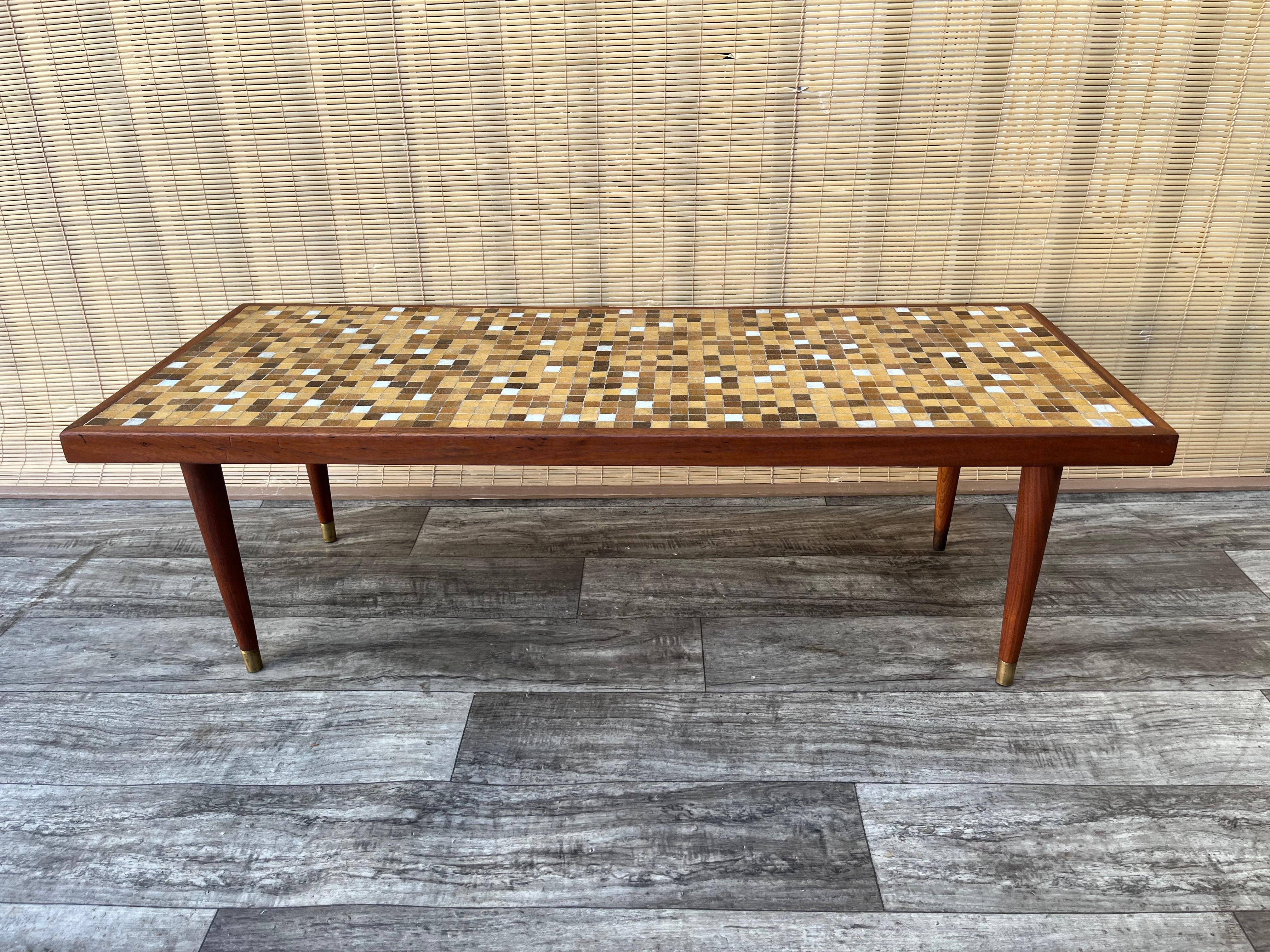 American Mid Century Modern Mosaic Top Coffee Table. Circa 1960s For Sale