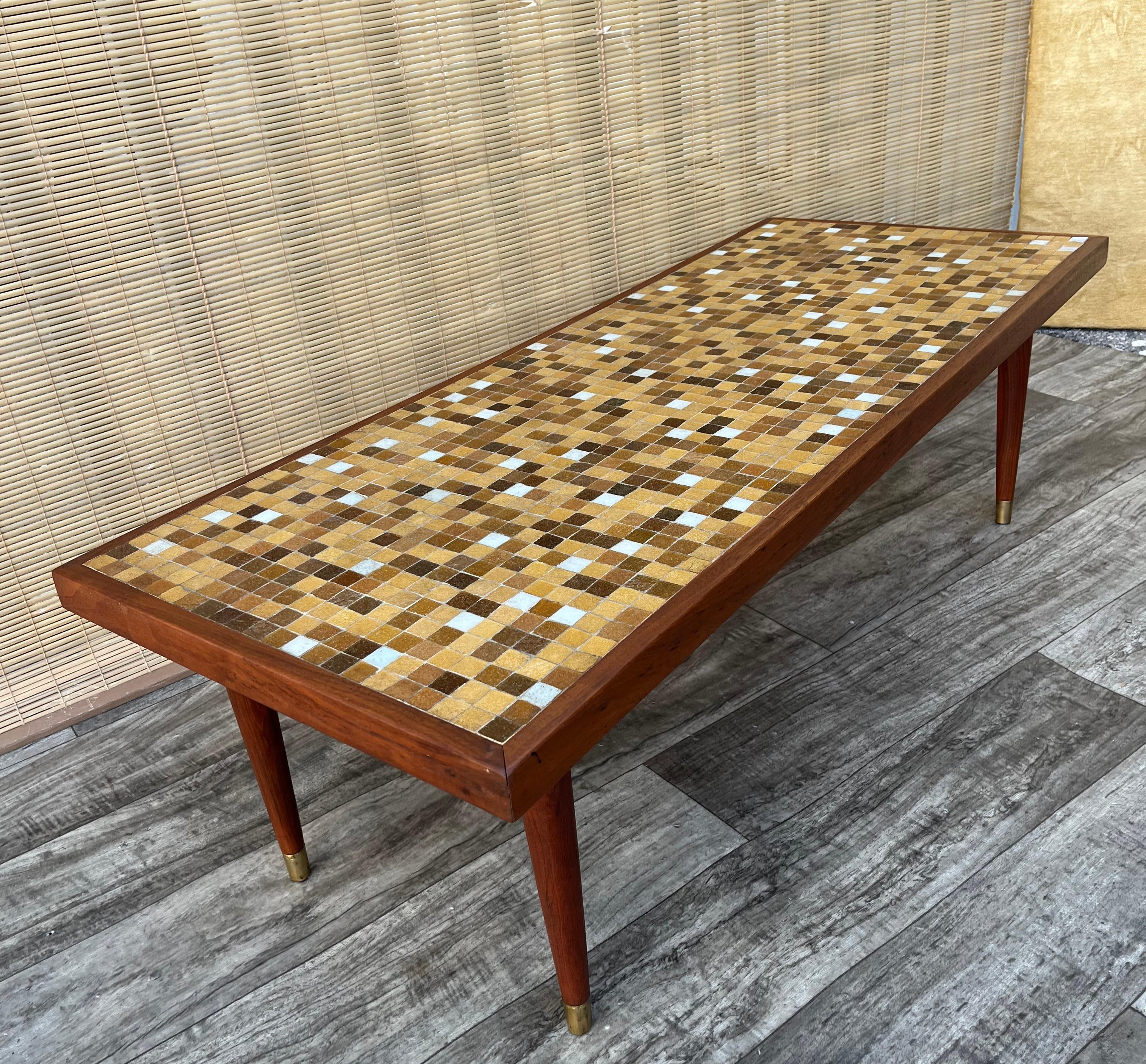 Mid-20th Century Mid Century Modern Mosaic Top Coffee Table. Circa 1960s For Sale
