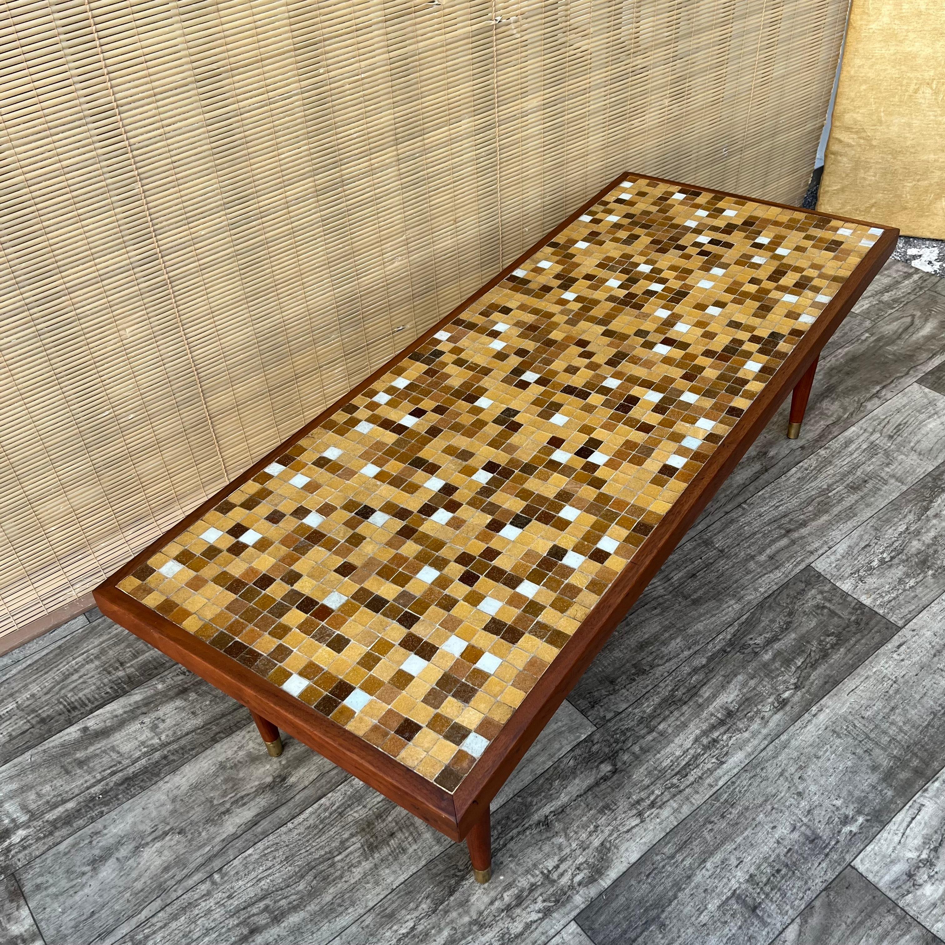 Ceramic Mid Century Modern Mosaic Top Coffee Table. Circa 1960s For Sale
