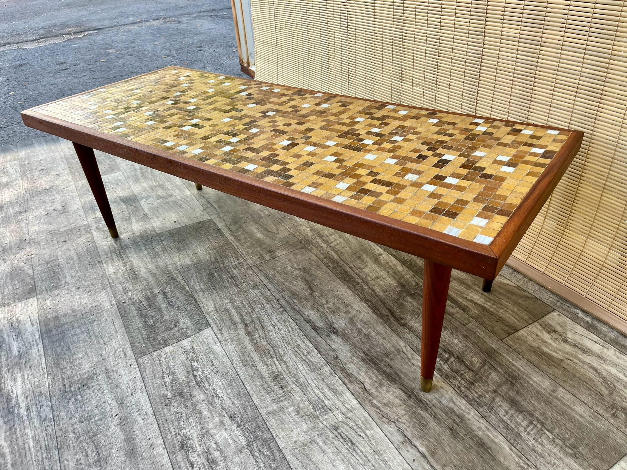 Mid Century Modern Mosaic Top Coffee Table. Circa 1960s For Sale 2