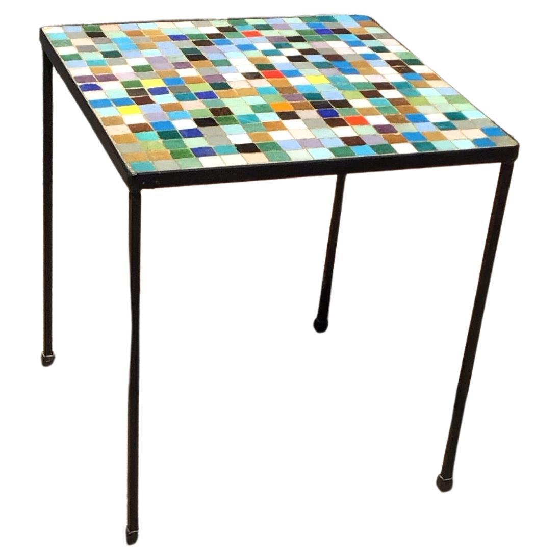 Mid-Century Modern Mosaic Woodard Style Side Table, circa 1955
