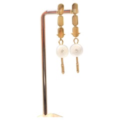 Mid Century Modern Mother of Pearl & Gold Earrings