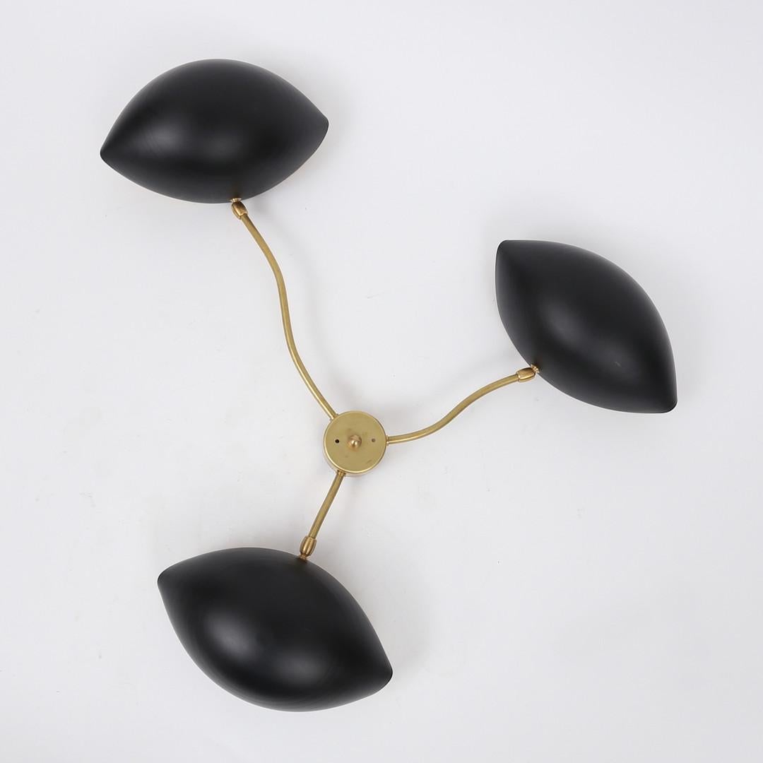 Applique da parete in stile Mouille moderno di metà secolo, in ottone e lacca, 5 luci in vendita 4