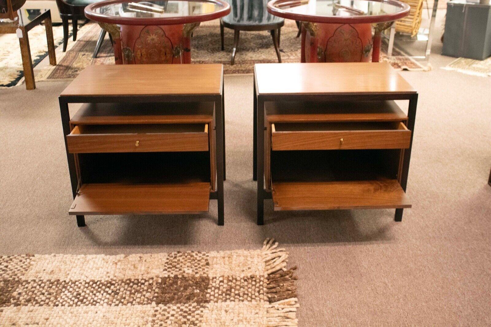 20th Century Mid Century Modern Mount Airy Pair of Walnut Nightstands