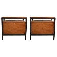 Mid Century Modern Mount Airy Pair of Walnut Nightstands