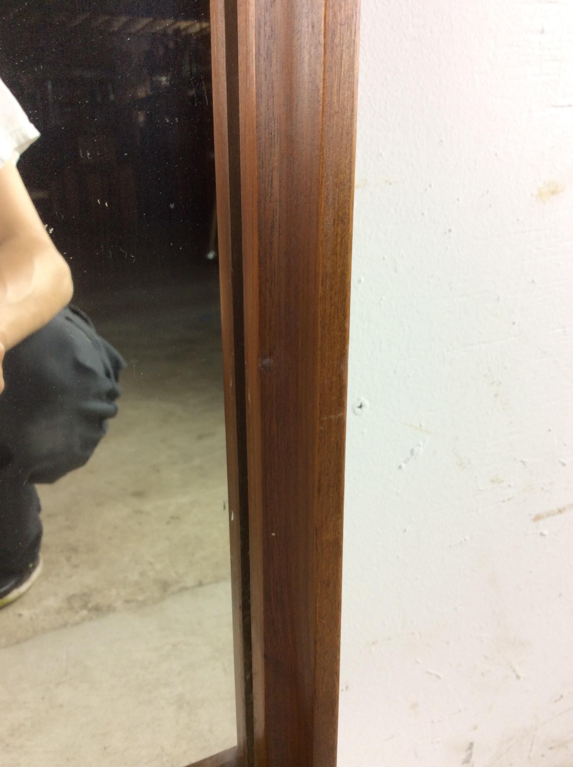 Mid Century Modern Mountable Dresser Mirror with Walnut Finish For Sale 4