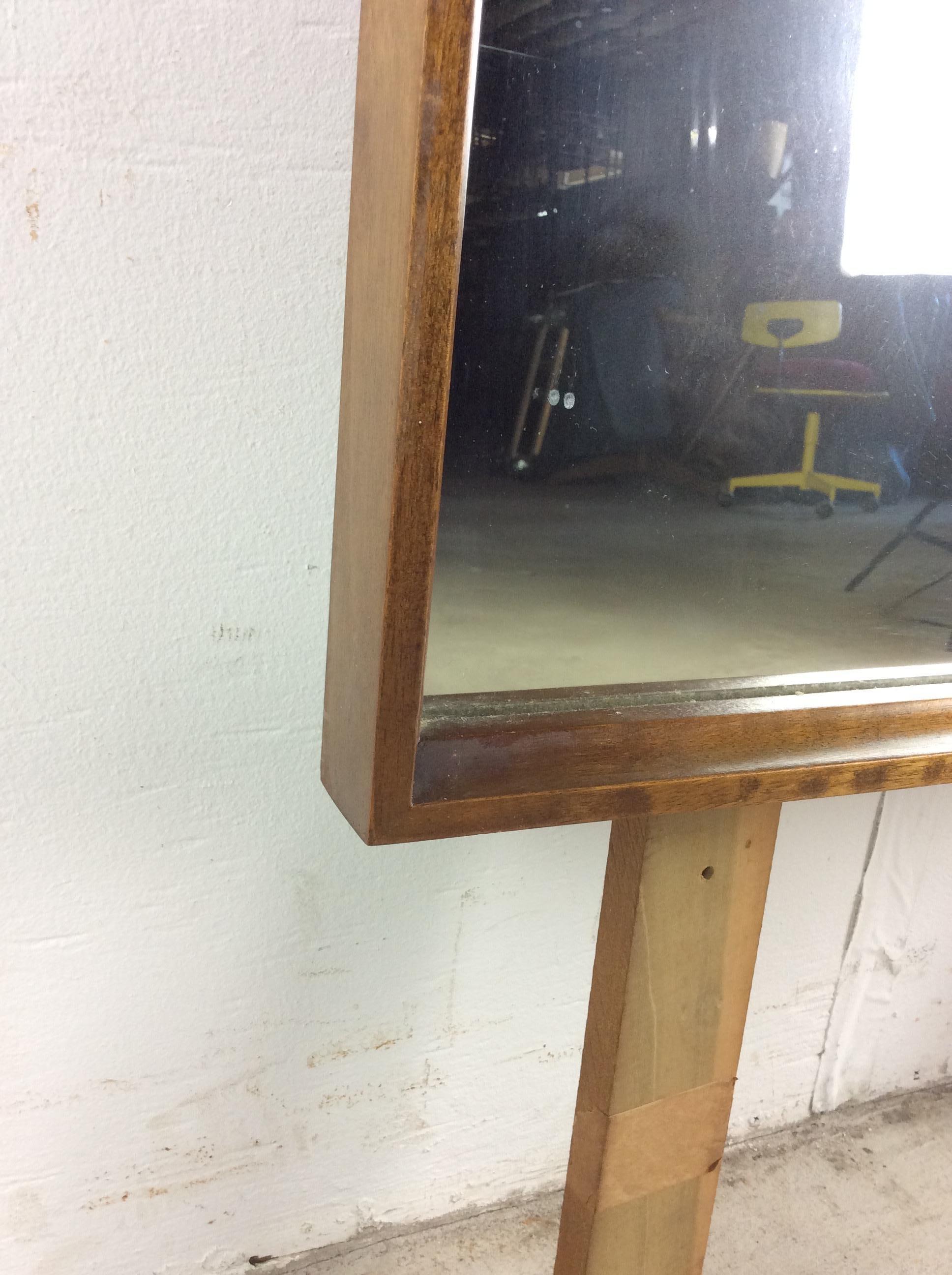 Mid Century Modern Mountable Dresser Mirror with Walnut Finish For Sale 6