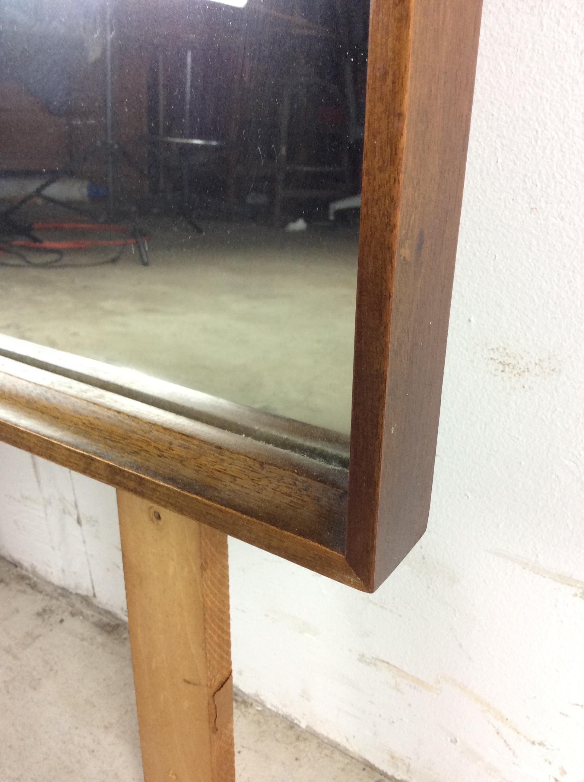 Mid Century Modern Mountable Dresser Mirror with Walnut Finish For Sale 7