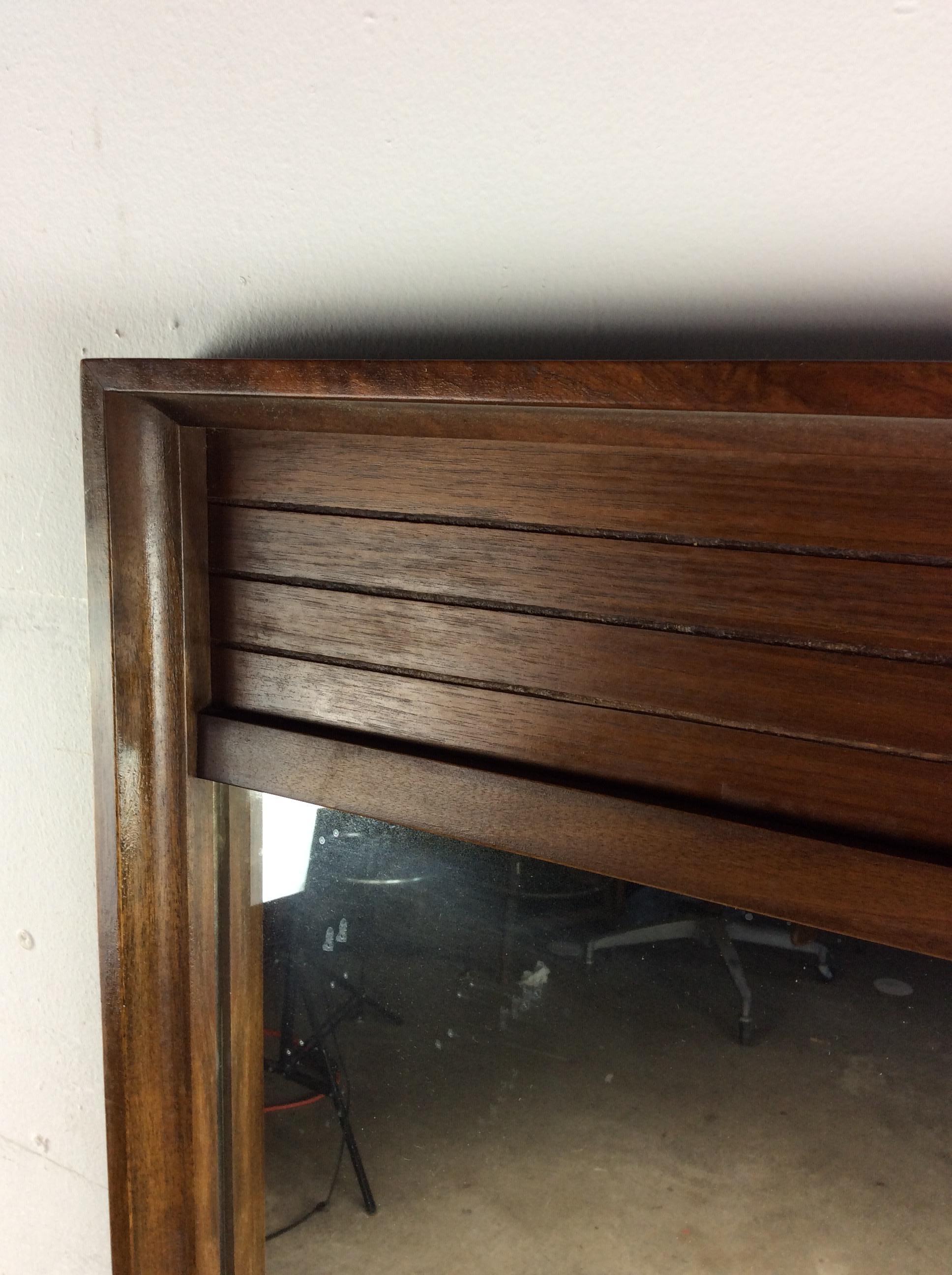 Mid Century Modern Mountable Dresser Mirror with Walnut Finish For Sale 8