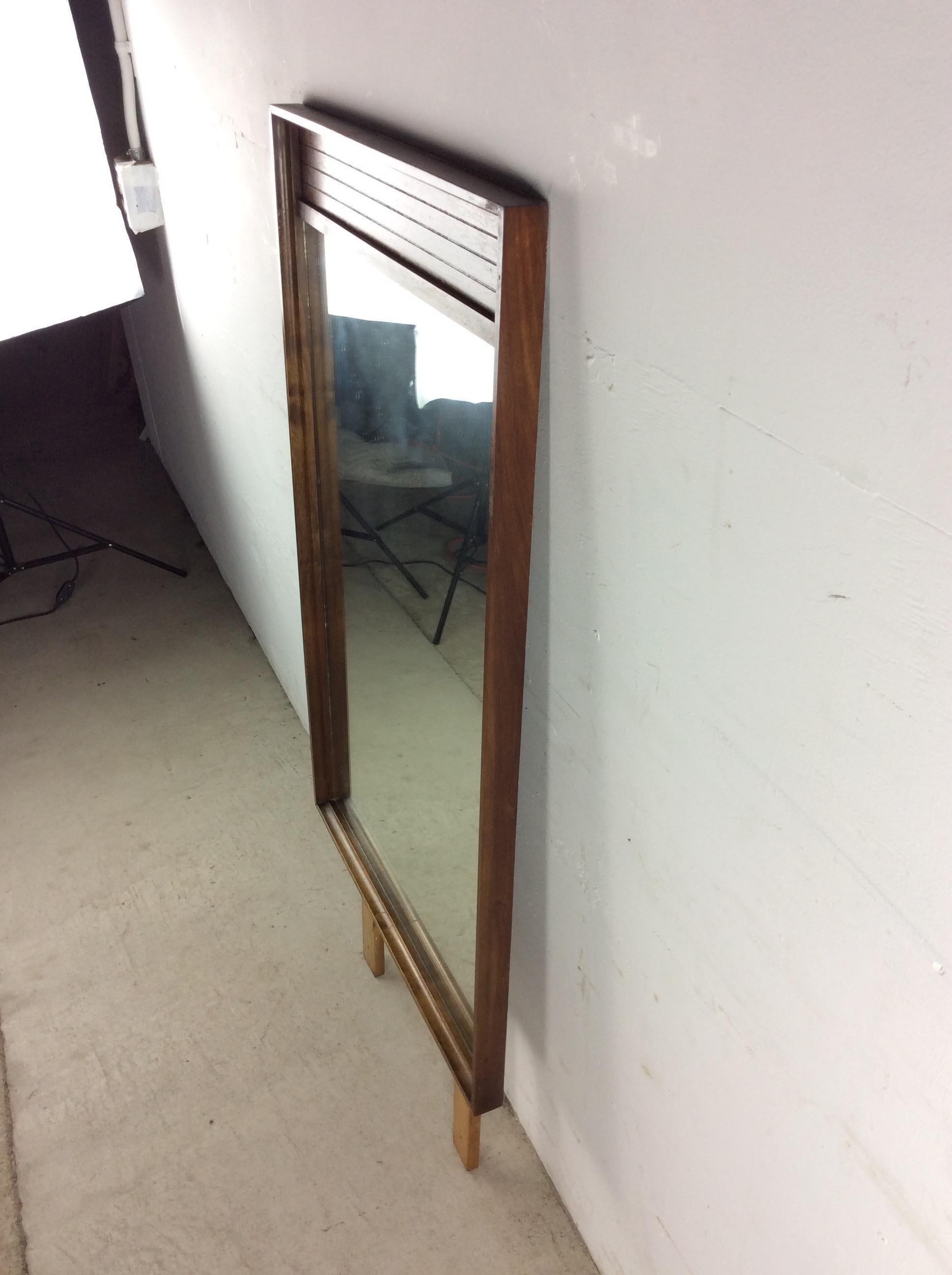 Mid Century Modern Mountable Dresser Mirror with Walnut Finish For Sale 9