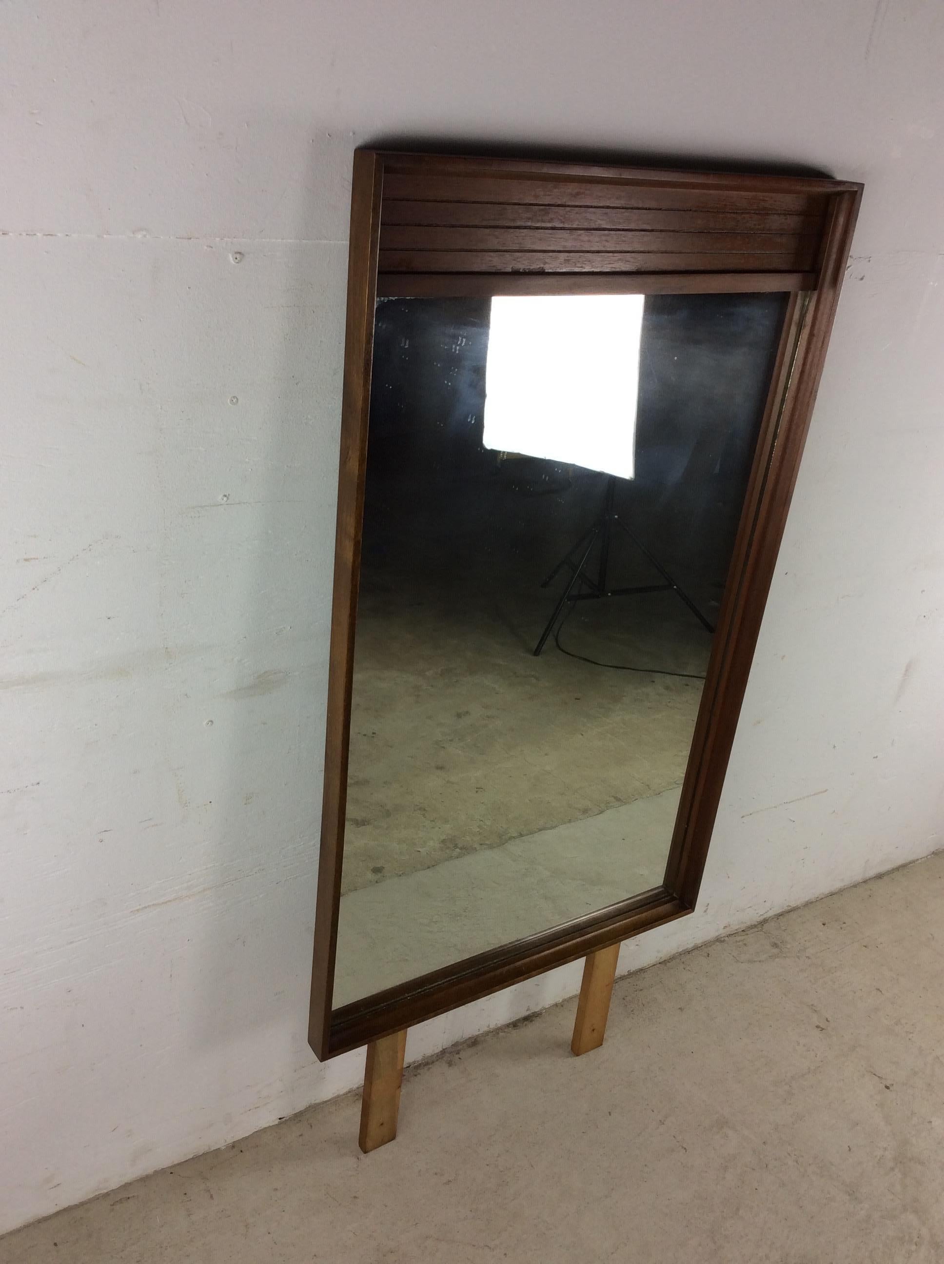 Mid Century Modern Mountable Dresser Mirror with Walnut Finish For Sale 10
