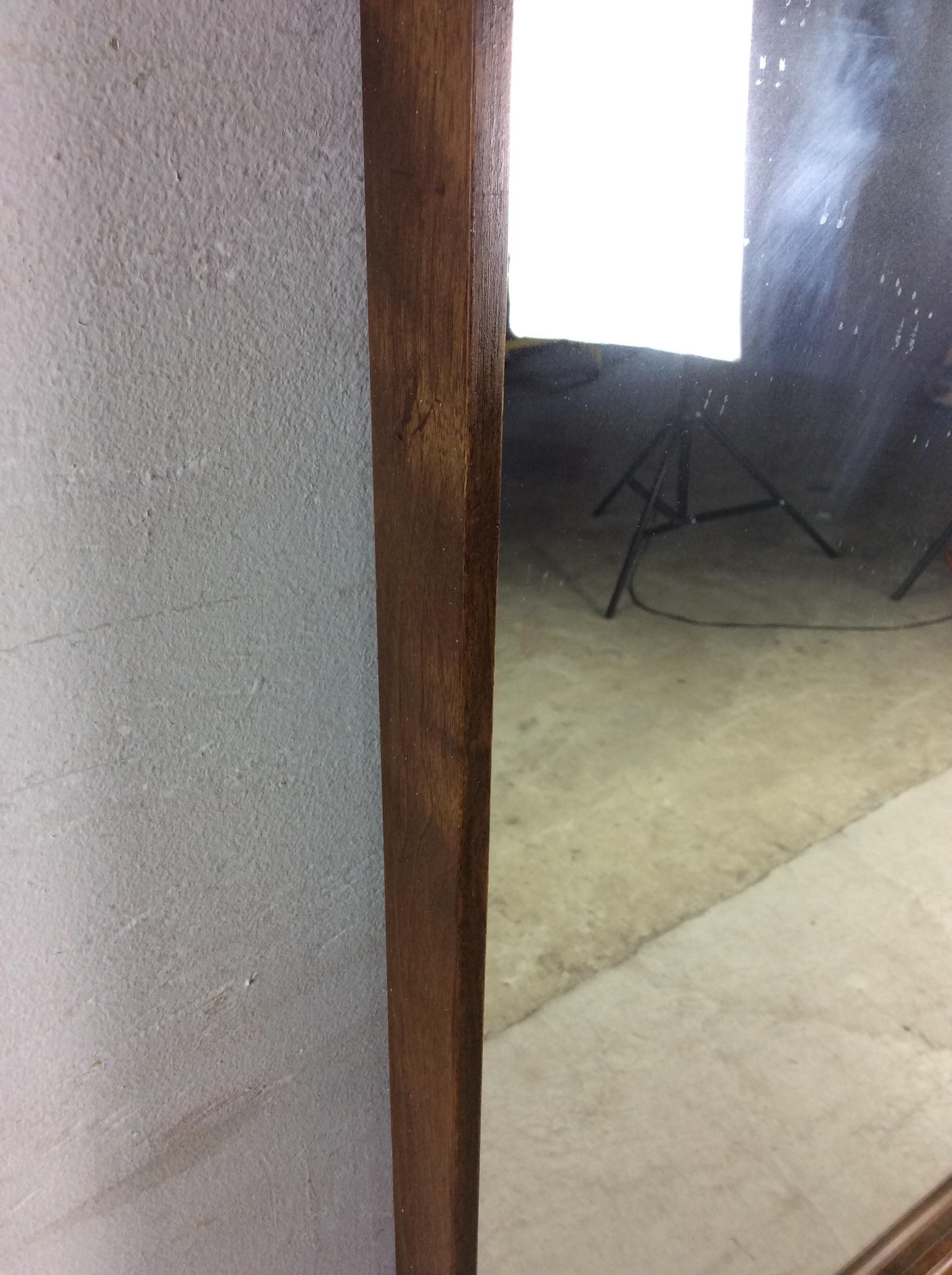 Mid Century Modern Mountable Dresser Mirror with Walnut Finish For Sale 11