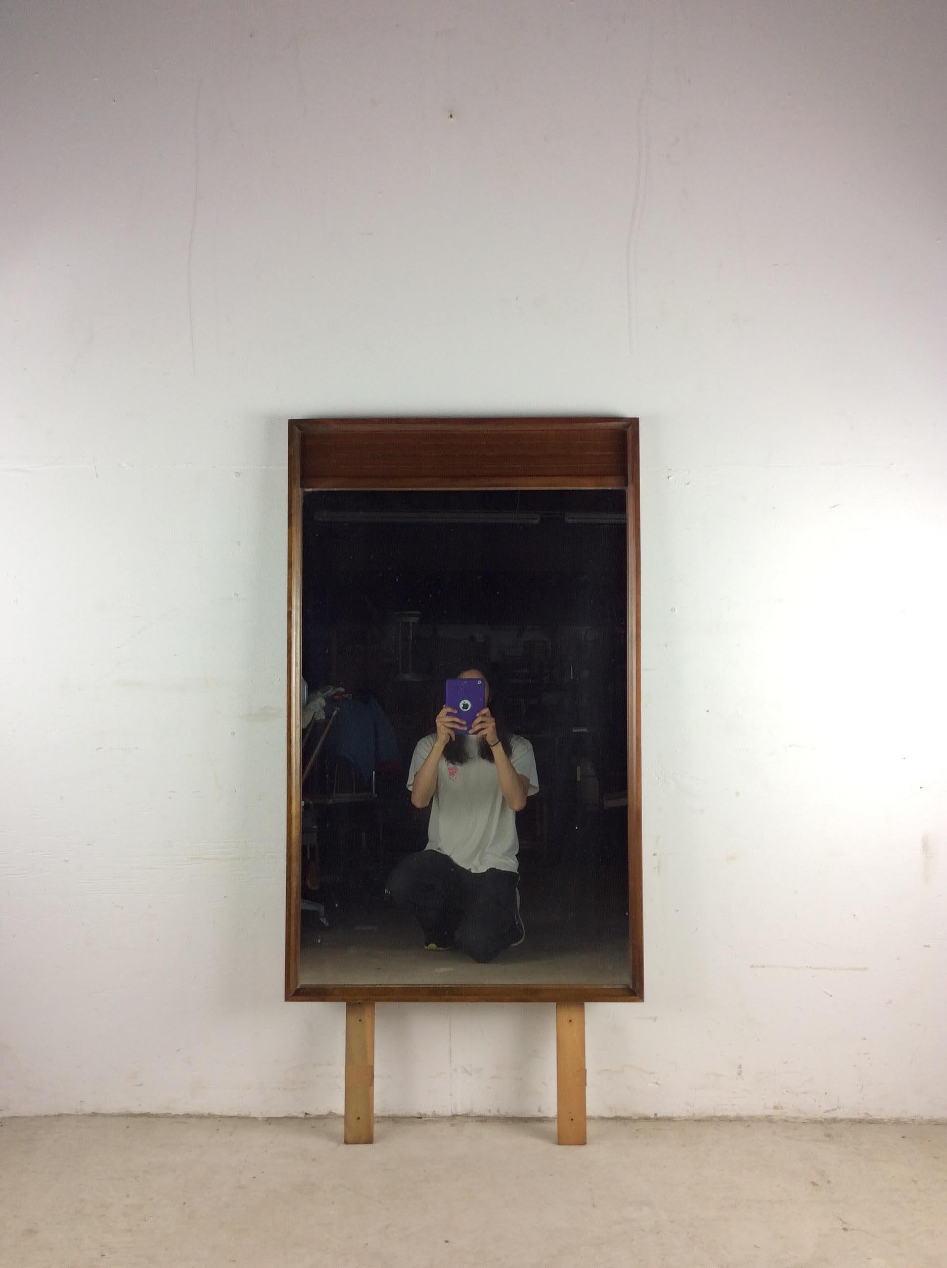 Mid-Century Modern Mid Century Modern Mountable Dresser Mirror with Walnut Finish For Sale