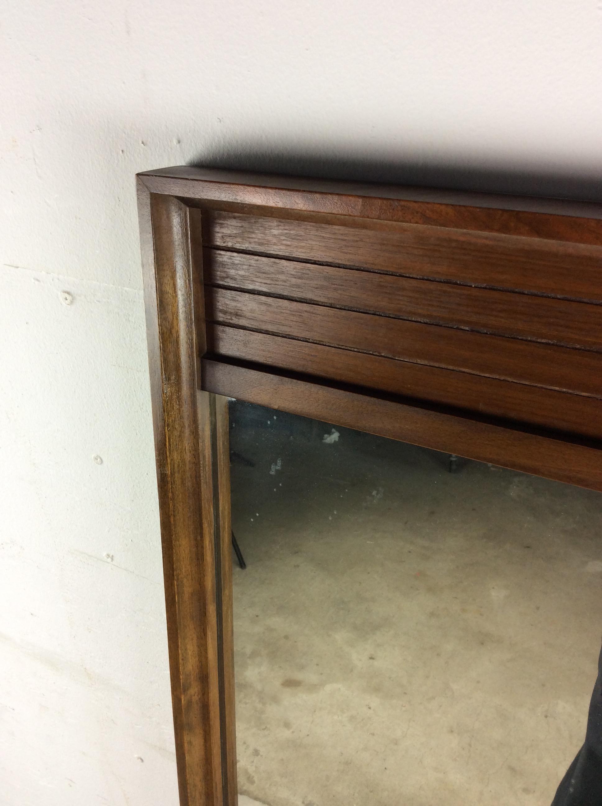 Mid Century Modern Mountable Dresser Mirror with Walnut Finish For Sale 1