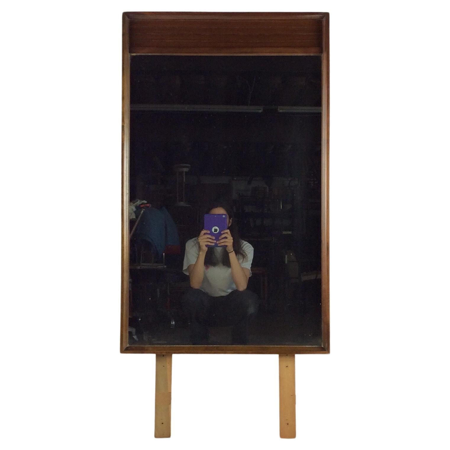 Mid Century Modern Mountable Dresser Mirror with Walnut Finish For Sale