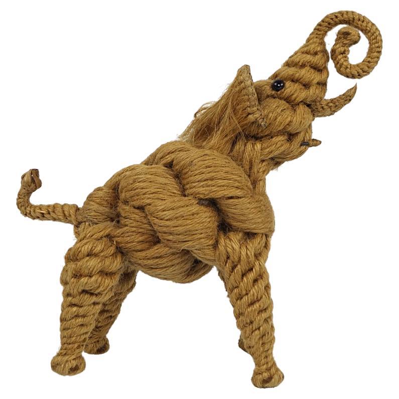 Mid-Century Modern Movable Elephant Made of Rope and Iron Wire by Jørgen Bloch
