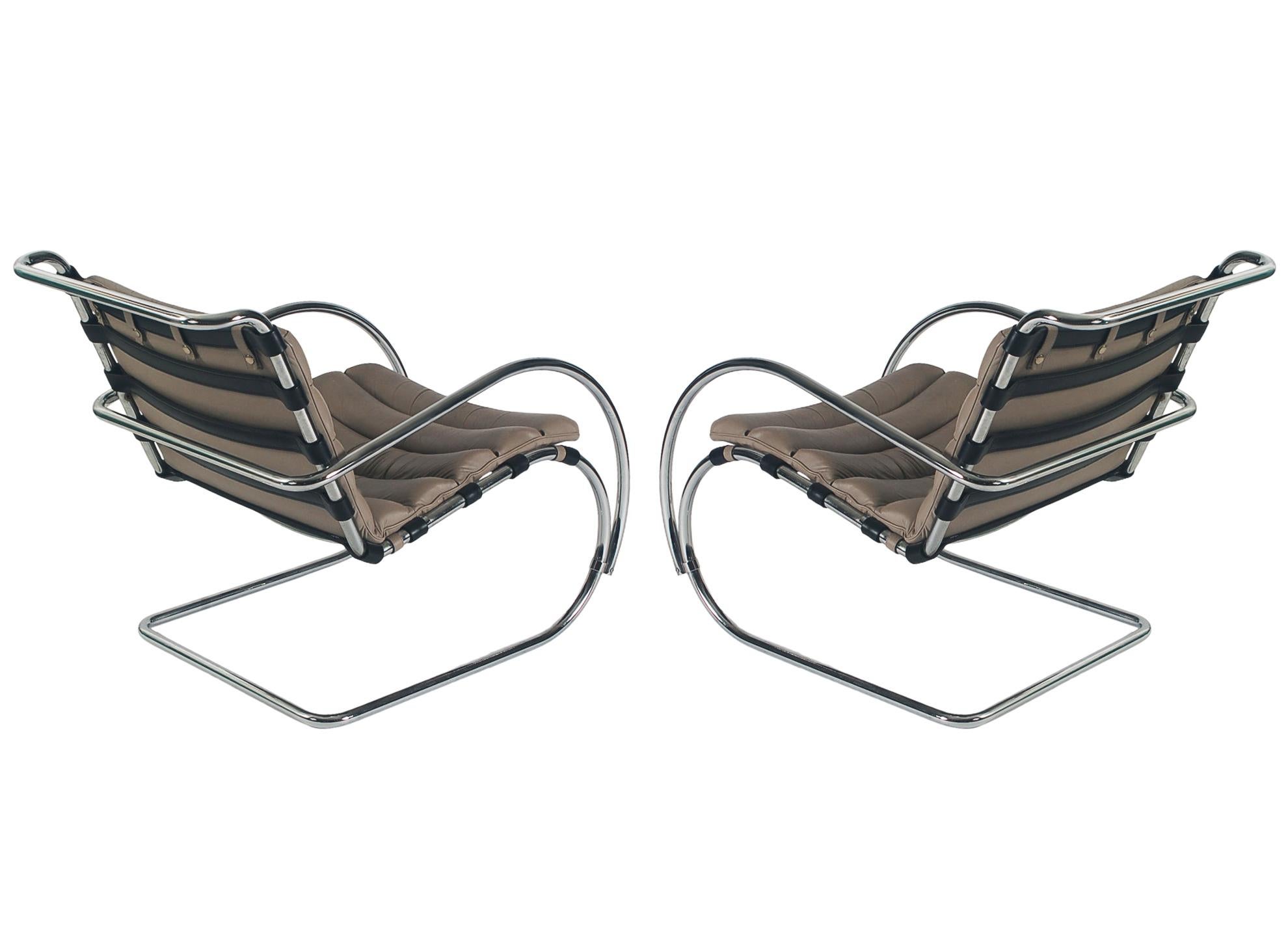 Mid-Century Modern Mid Century Modern Mr Lounge Chairs in Leather by Mies Van Der Rohe for Stendig