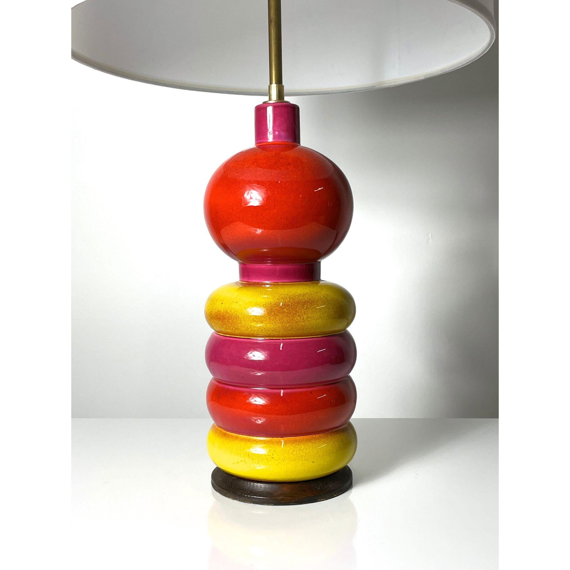 Mid-Century Modern Mid Century Modern Multi Color Italian Ceramic Lamp 1960s For Sale