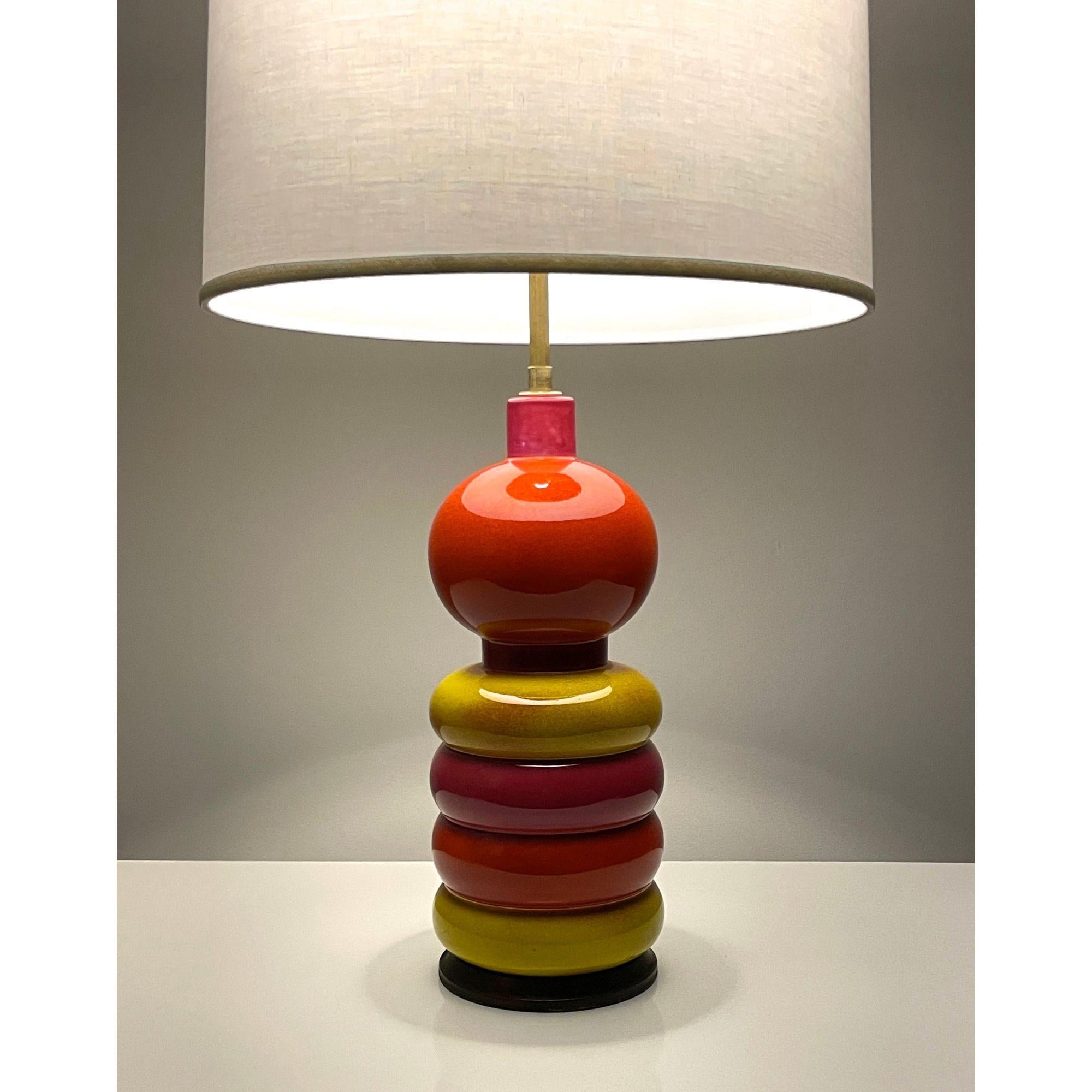 Mid Century Modern Multi Color Italian Ceramic Lamp 1960s For Sale 2