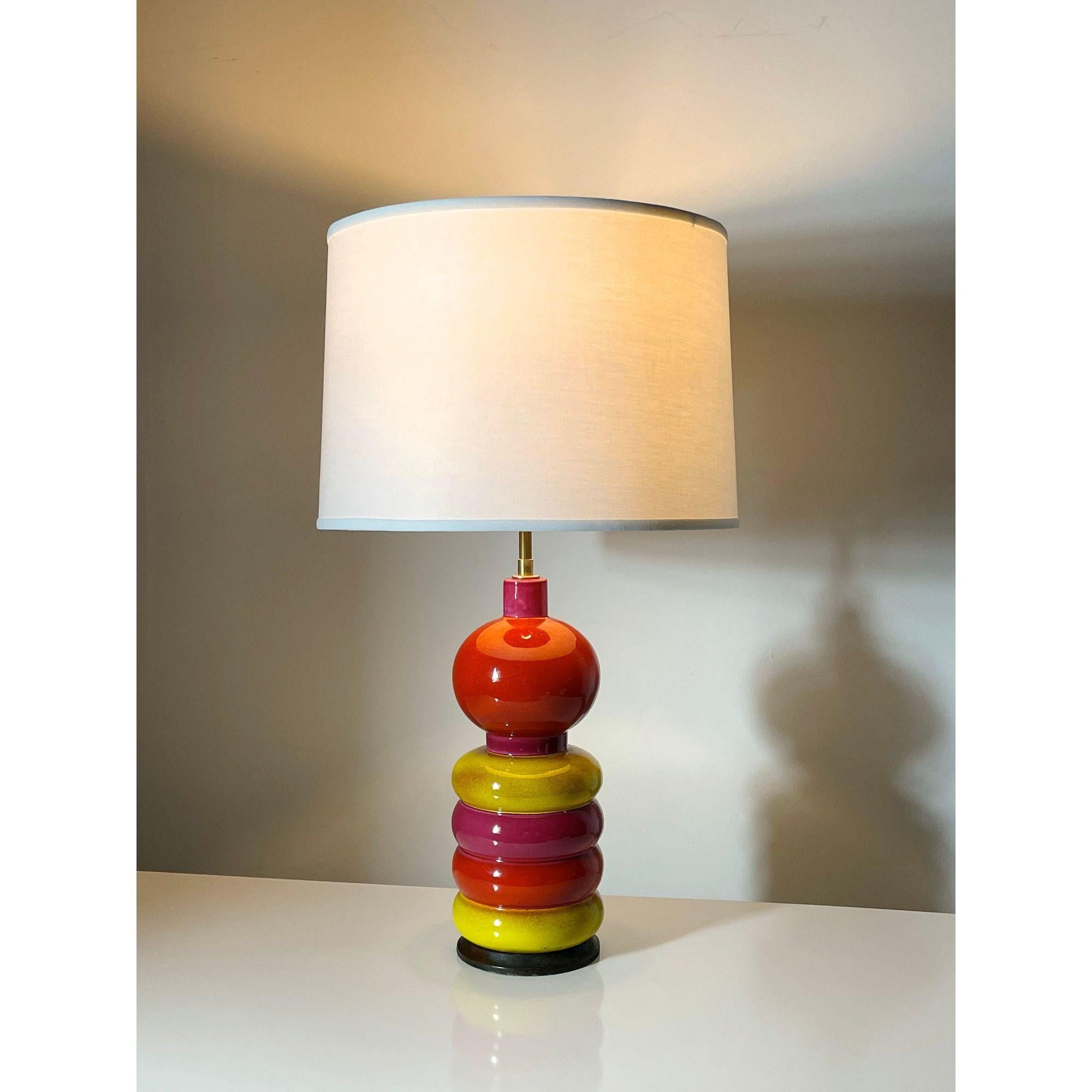 Mid Century Modern Multi Color Italian Ceramic Lamp 1960s For Sale 3