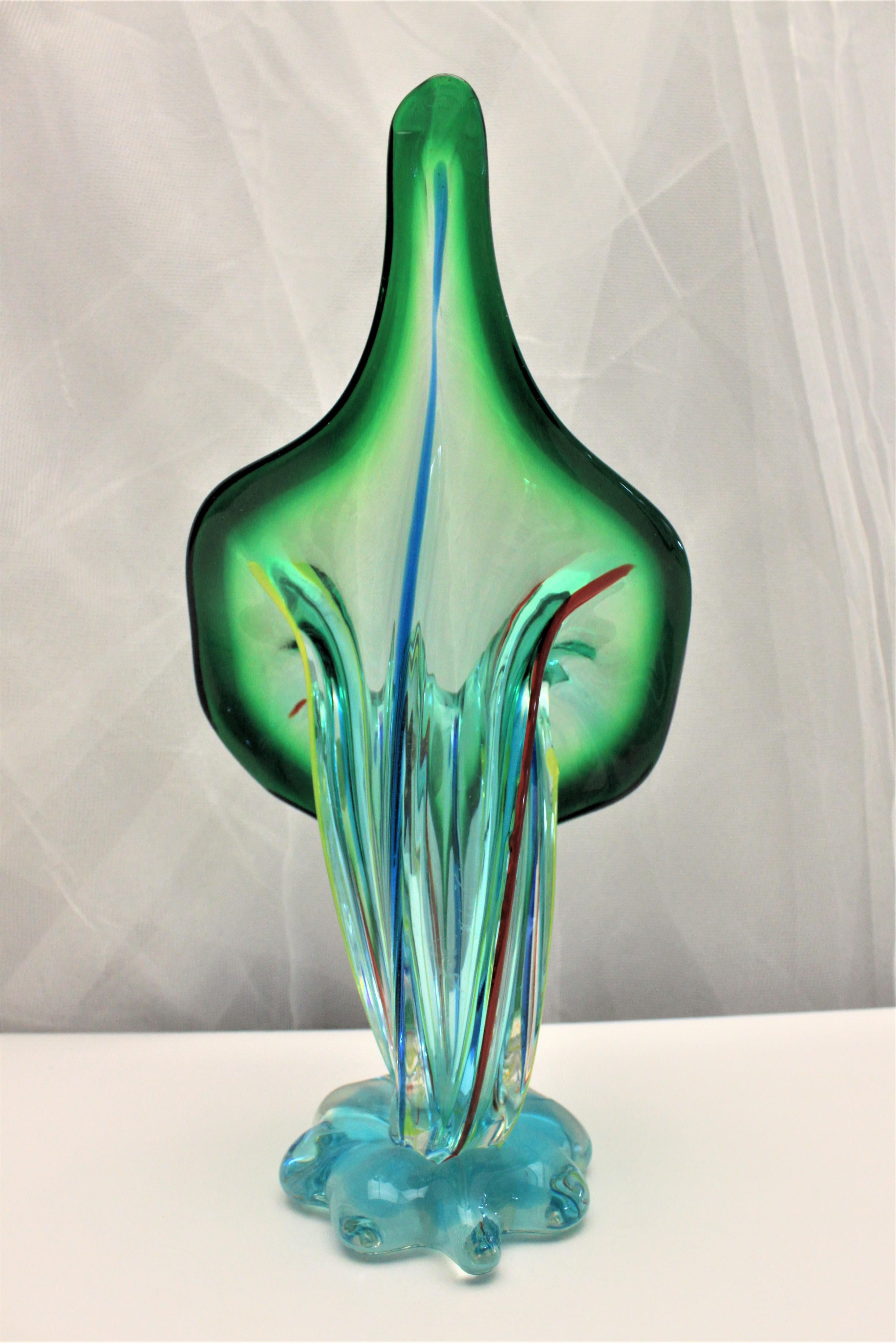 Mid Century Modern Multicolored Art Glass Murano Jack In The Pulpit Vase At 1stdibs Jack In
