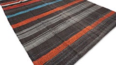 Mid-Century Modern Multi-Colored Striped Wool Rug 6'8''x11'4''