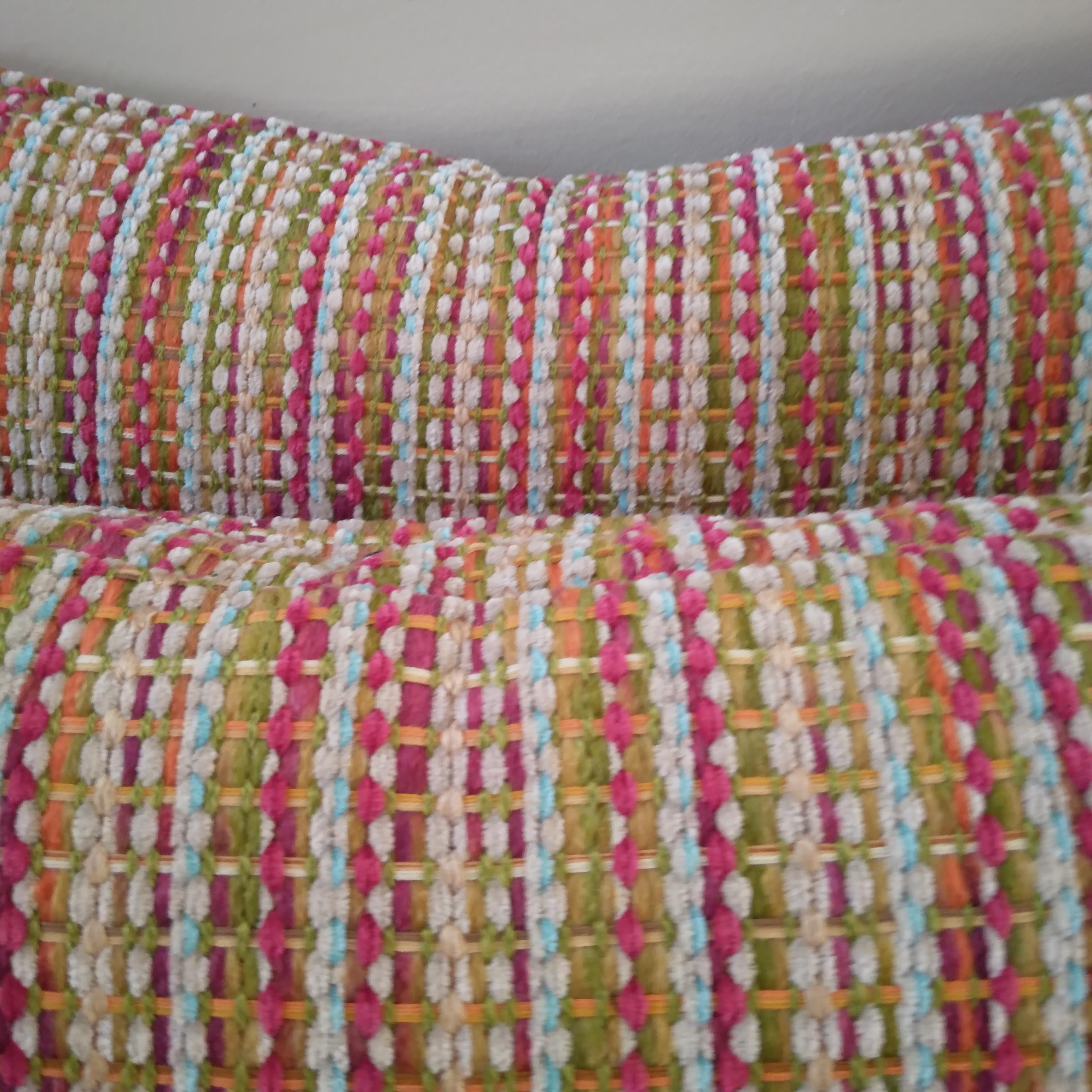 Mid-Century Modern Multi-Colored Striped Woven Chenille Accent Pillows - a pair  For Sale 3