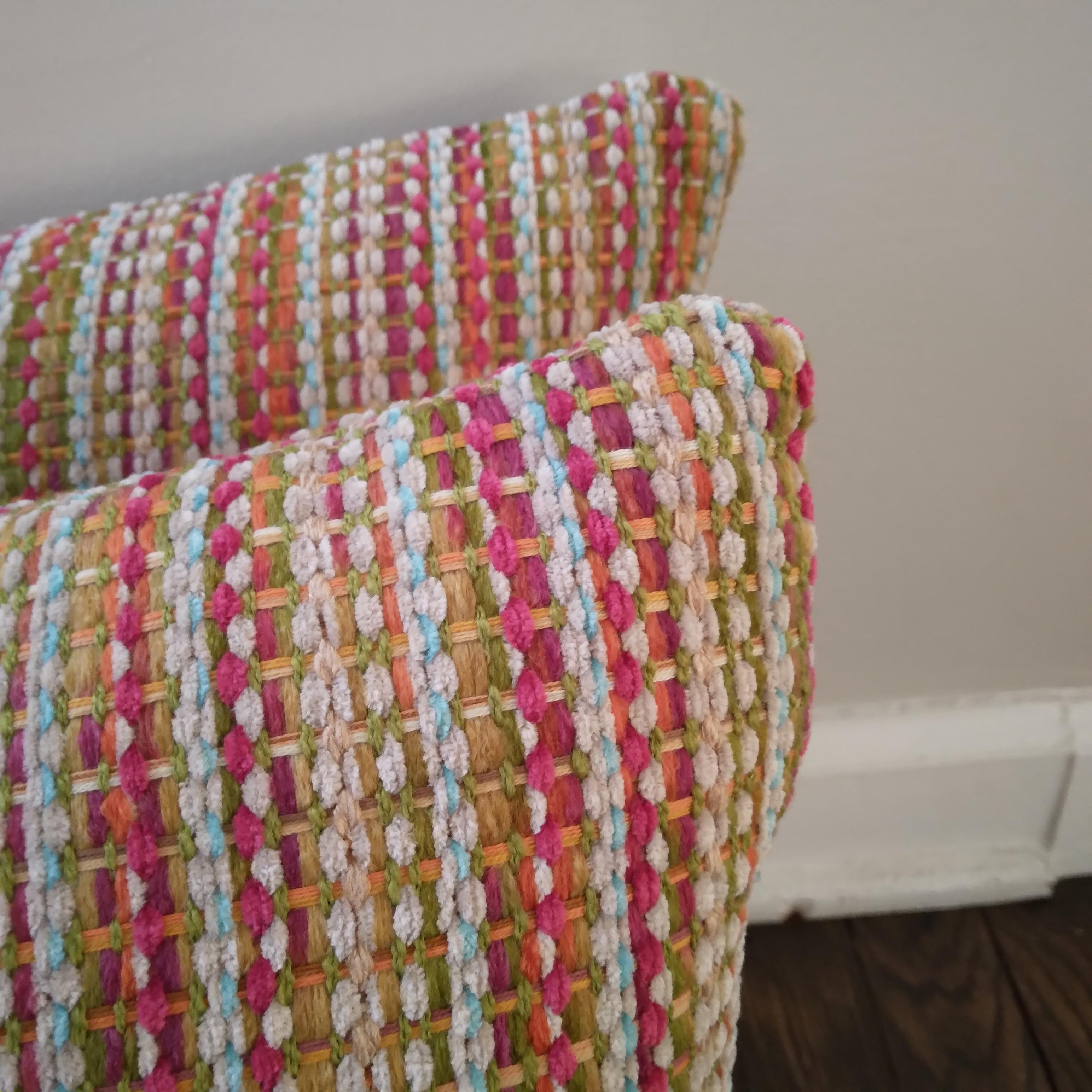 Mid-Century Modern Multi-Colored Striped Woven Chenille Accent Pillows - a pair  For Sale 4