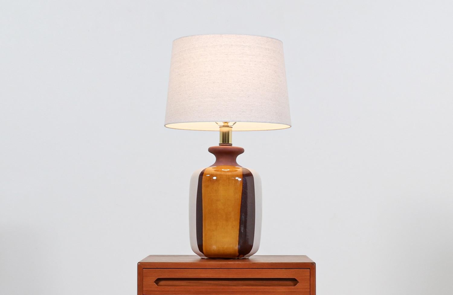 Mid-Century Modern multi-drip glazed ceramic table lamp.