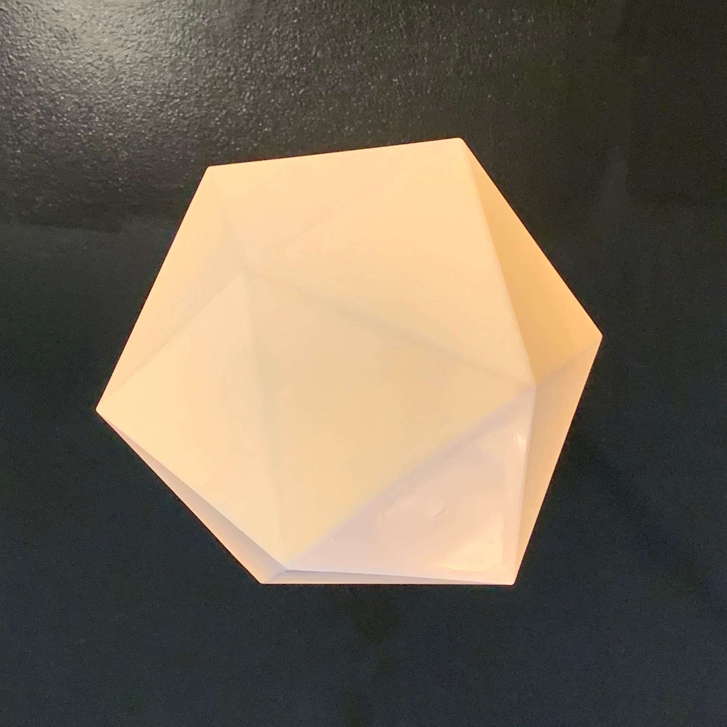 Brass Mid-Century Modern Multi-Faceted Milk Glass Pendant Light