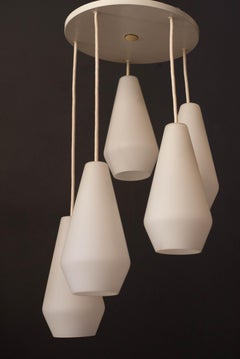 Lampadario a sospensione a più luci in vetro smerigliato del Mid Century Modern by Lightolier