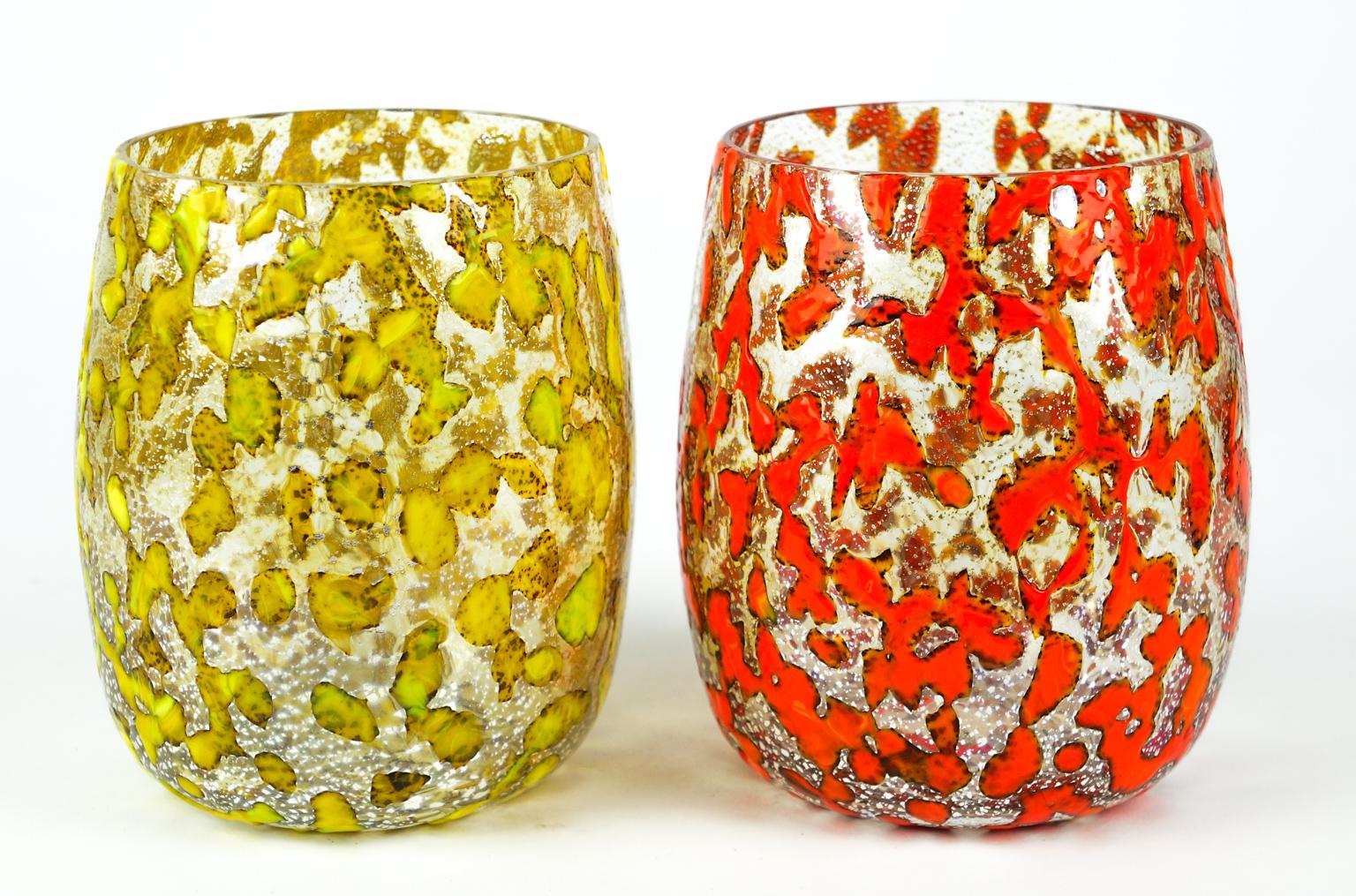 Set di sei bicchieri da bere di Murano Tumbler in argento multicolore di A. Silver, metà secolo. in vendita 1