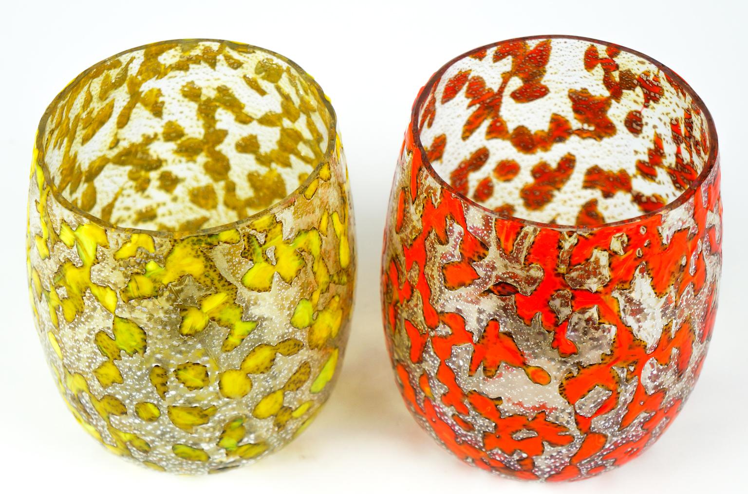 Set di sei bicchieri da bere di Murano Tumbler in argento multicolore di A. Silver, metà secolo. in vendita 2