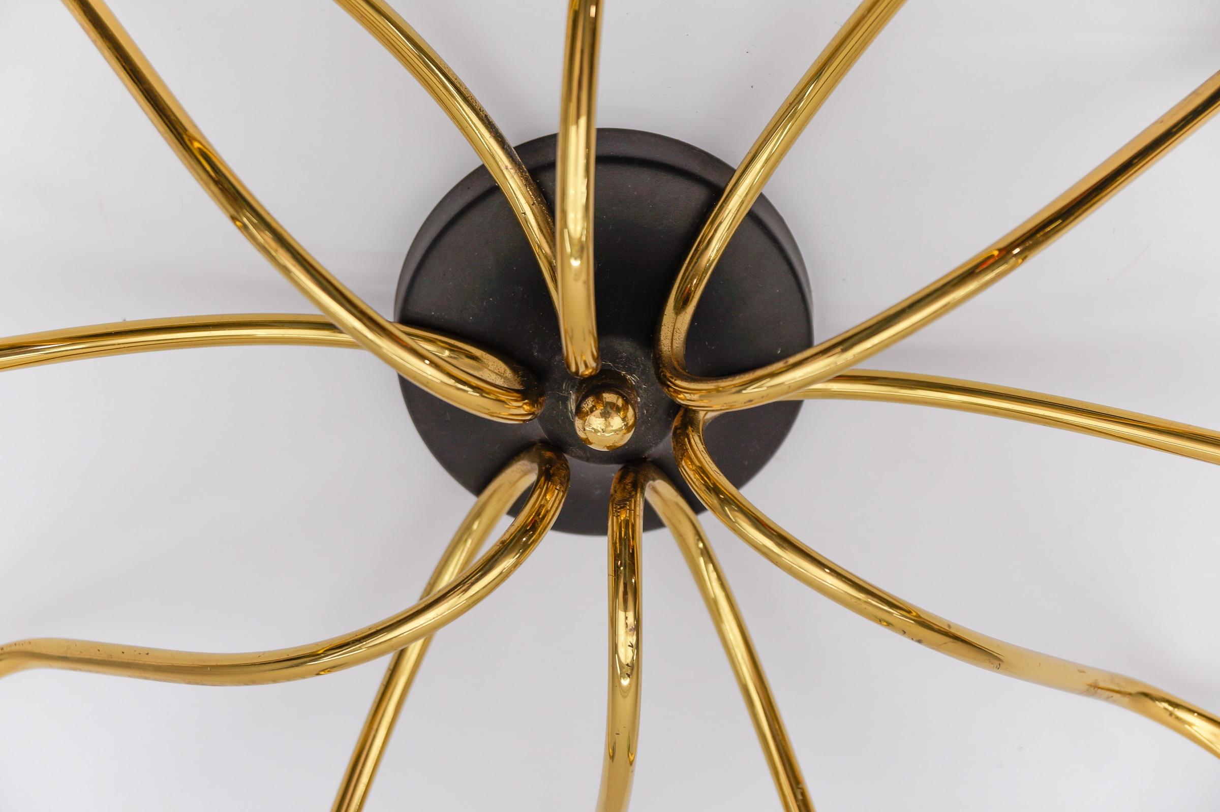 Lámpara sputnik de latón multicolor de 6 brazos, Moderna de mediados de siglo, años 50 en venta 11