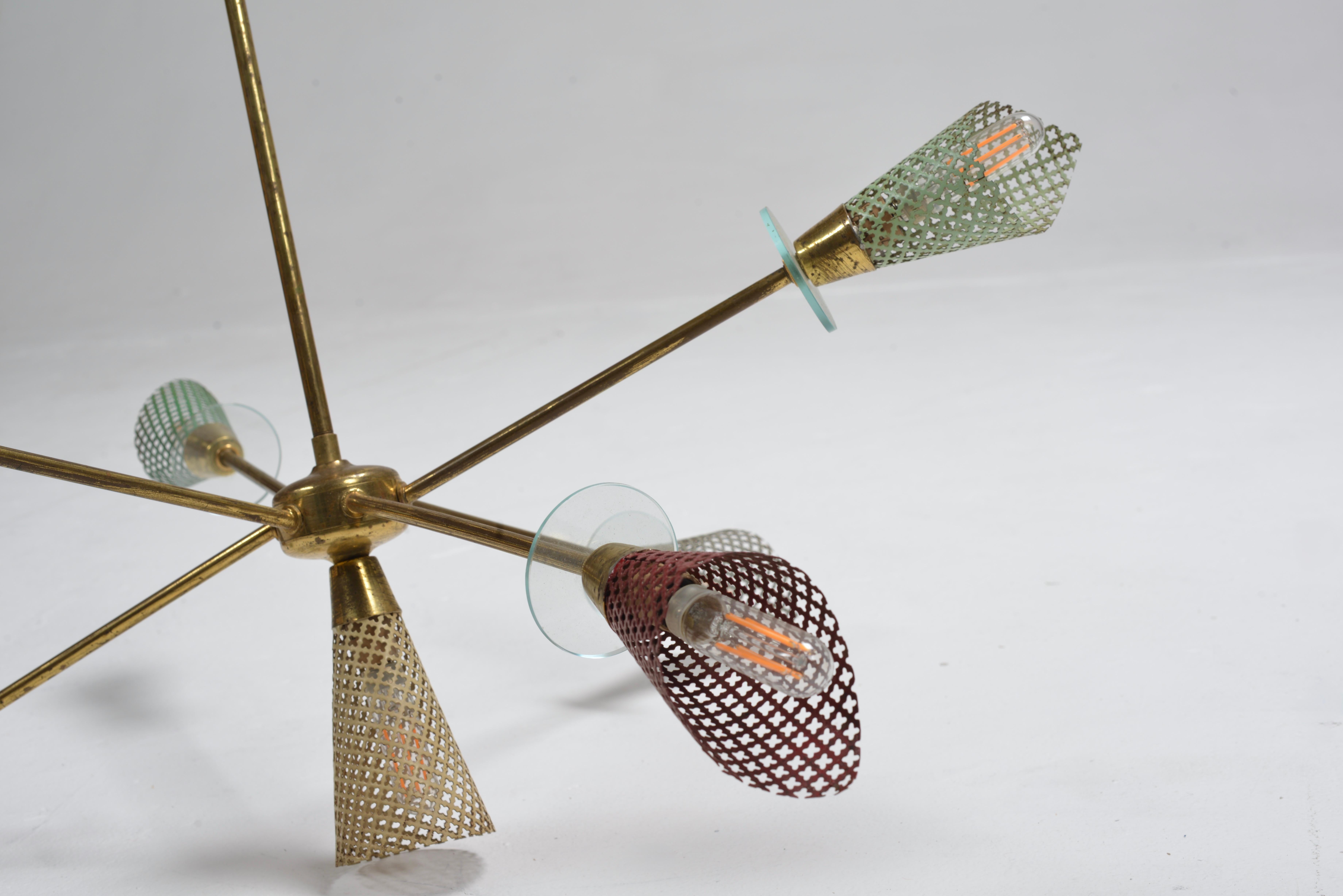 Milieu du XXe siècle Lampe suspendue Sputnik Modern multicolore du milieu du siècle dernier en vente