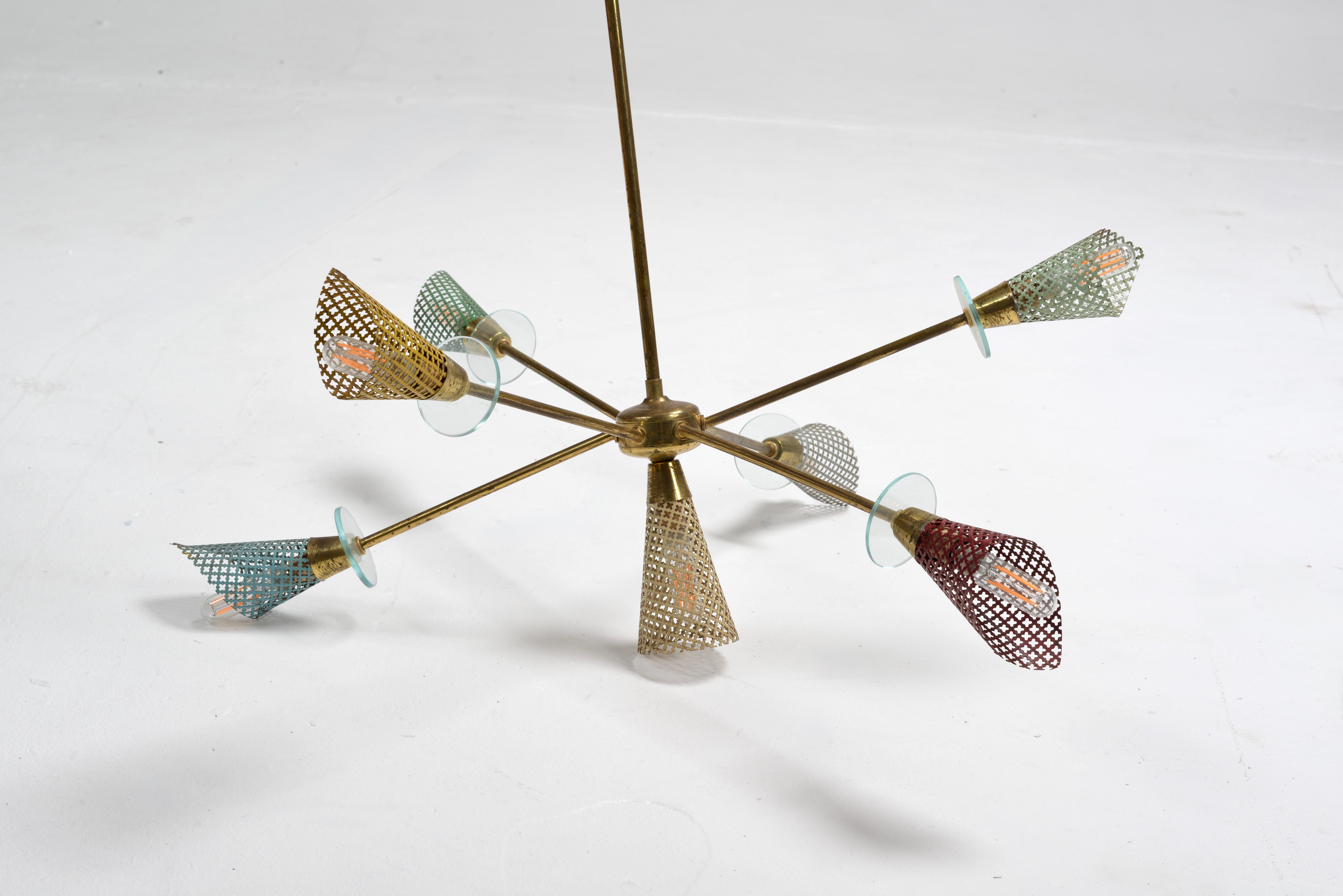 Lampe suspendue Sputnik Modern multicolore du milieu du siècle dernier en vente 1