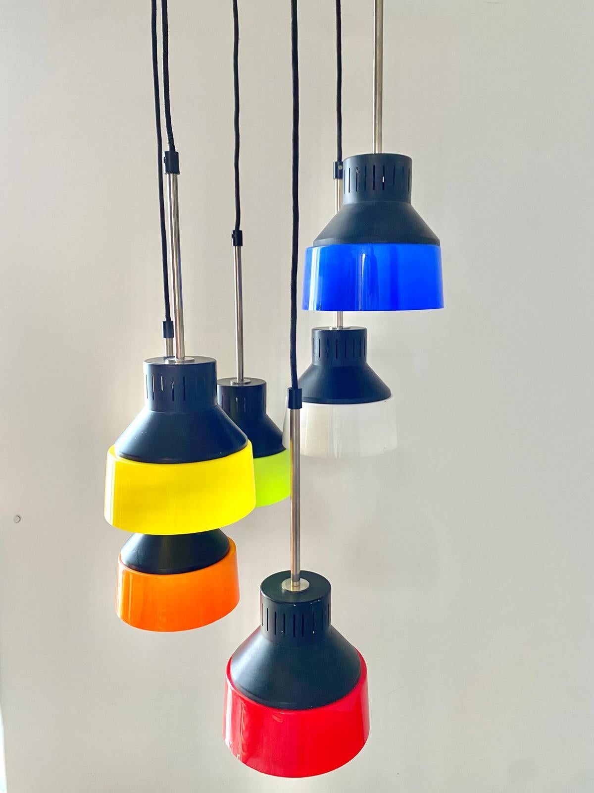 Mid-Century Modern Mid Century Modern Italian Multicolor Cascade Chandelier For Sale