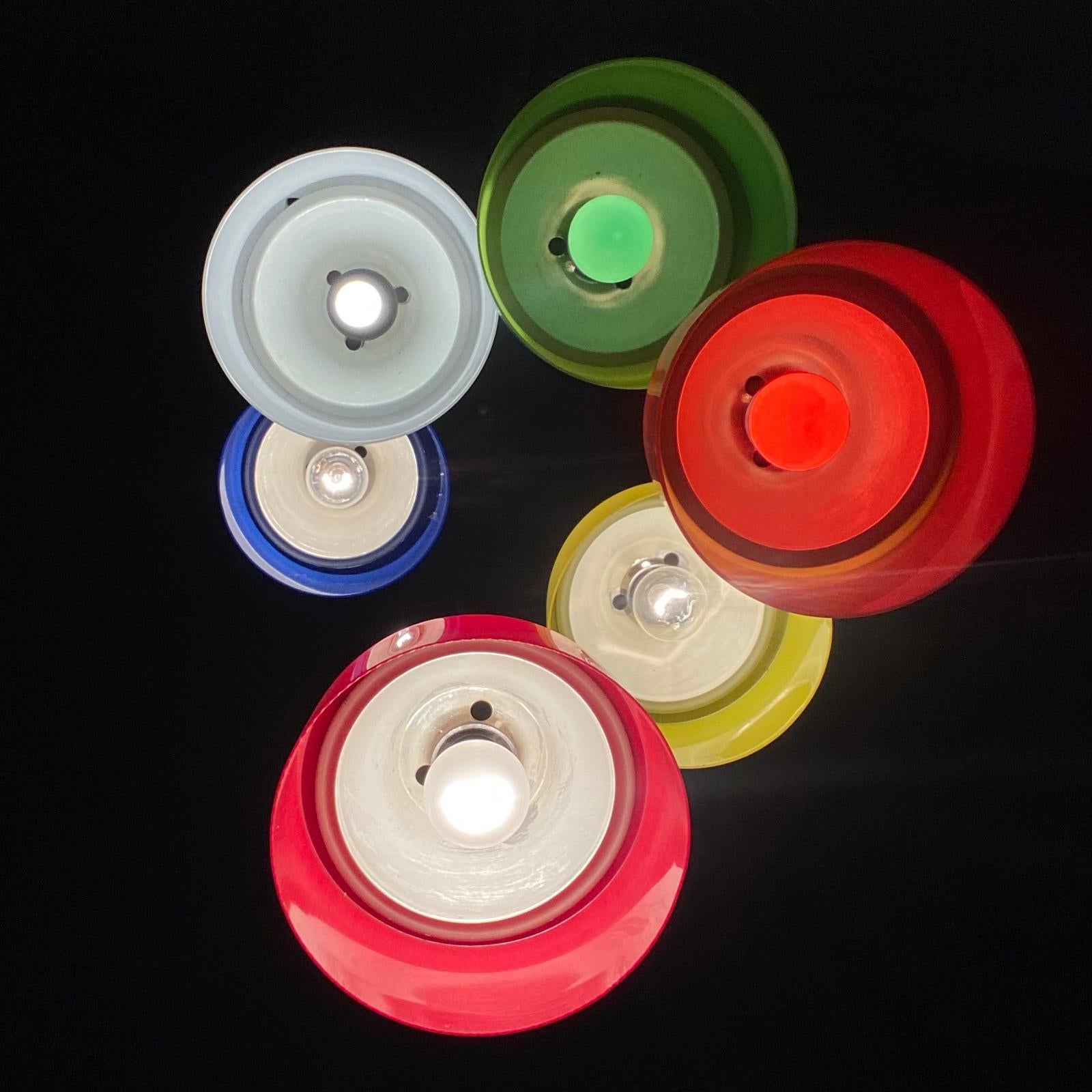 Iron Mid Century Modern Italian Multicolor Cascade Chandelier For Sale