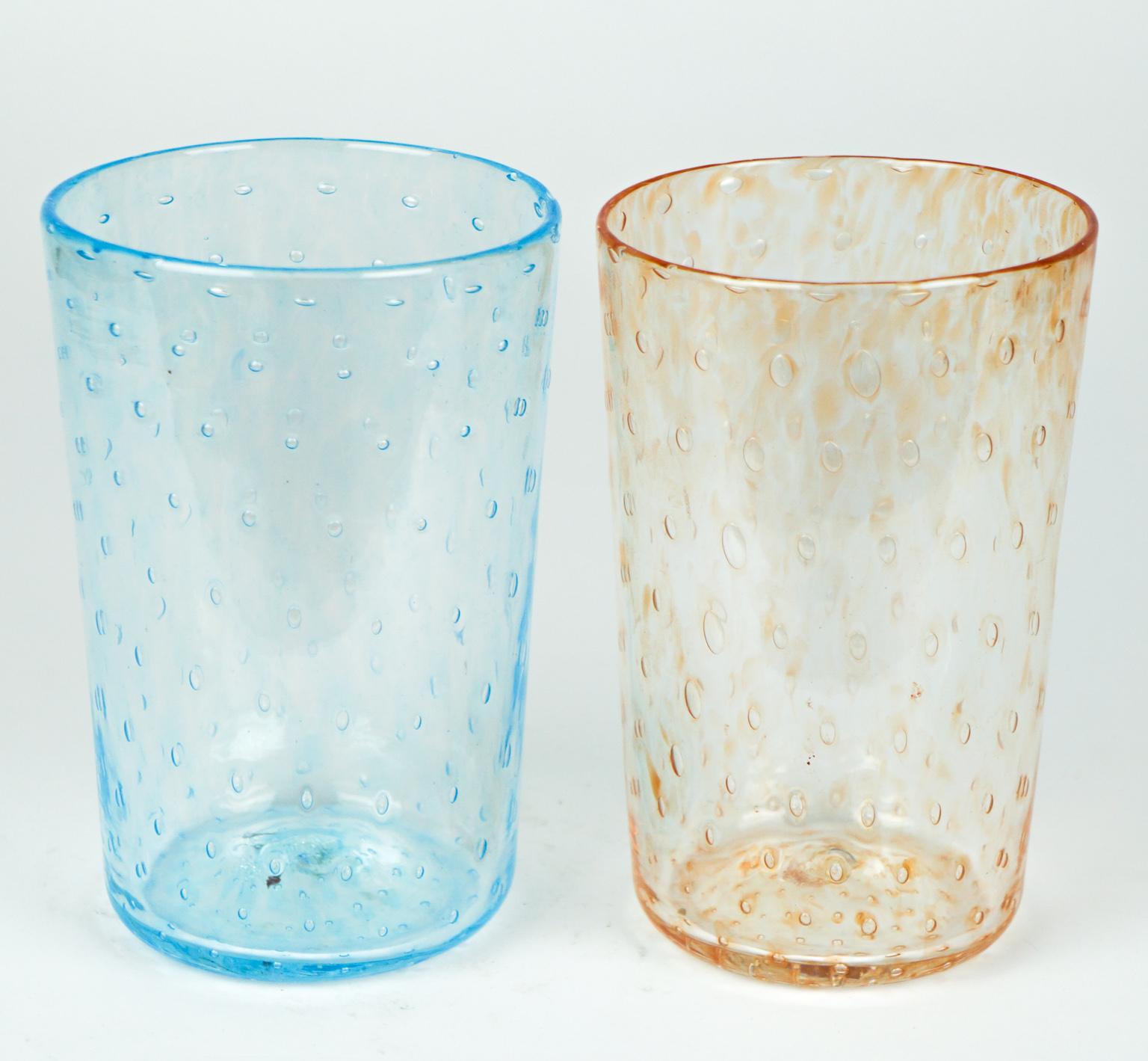 Mid-Century Modern Multicolor Set of Six Murano Drinking Glasses Tumbler For Sale 2