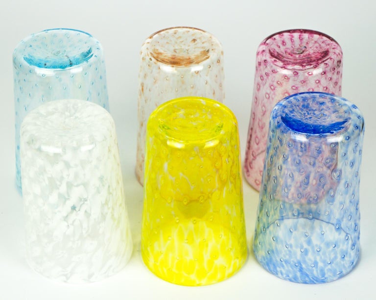Mid-Century Modern Multicolor Set of Six Murano Drinking Glasses Tumbler For Sale 6