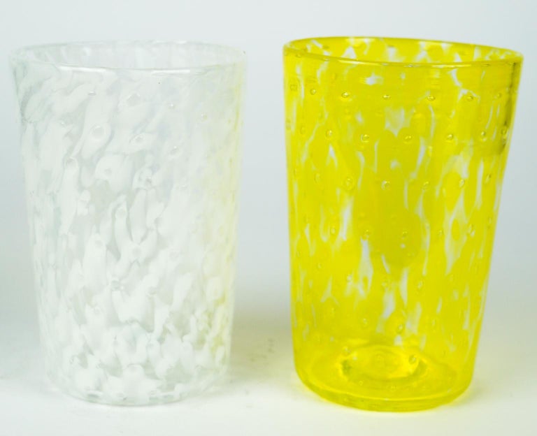 Late 20th Century Mid-Century Modern Multicolor Set of Six Murano Drinking Glasses Tumbler For Sale