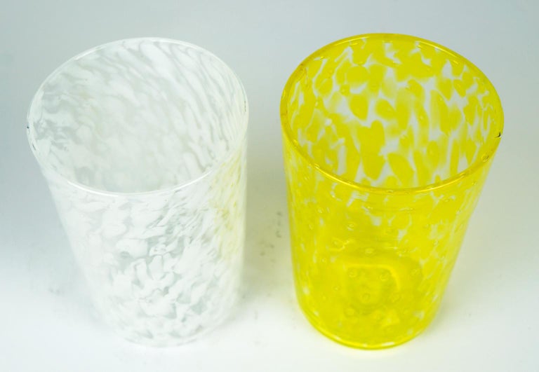 Murano Glass Mid-Century Modern Multicolor Set of Six Murano Drinking Glasses Tumbler For Sale