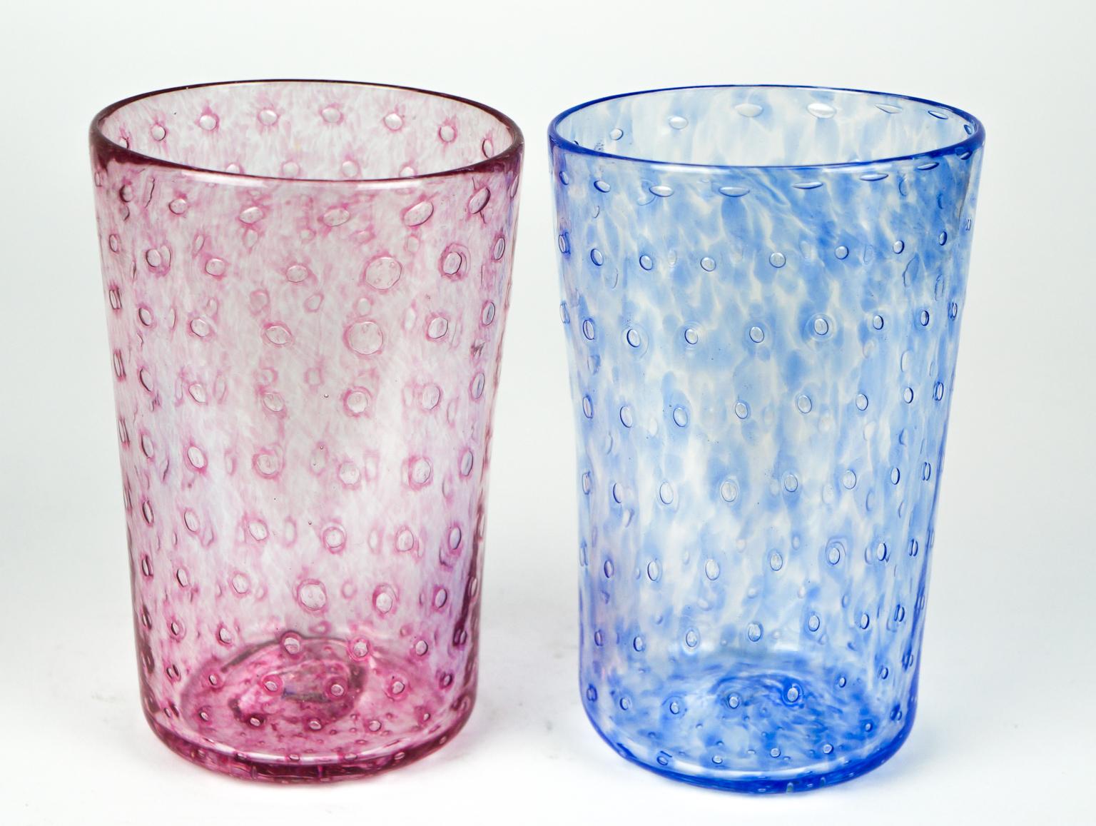 Hand-Crafted Mid-Century Modern Multicolor Set of Six Murano Drinking Glasses Tumbler For Sale