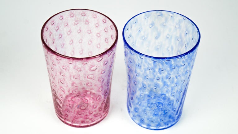 Mid-Century Modern Multicolor Set of Six Murano Drinking Glasses Tumbler For Sale 3