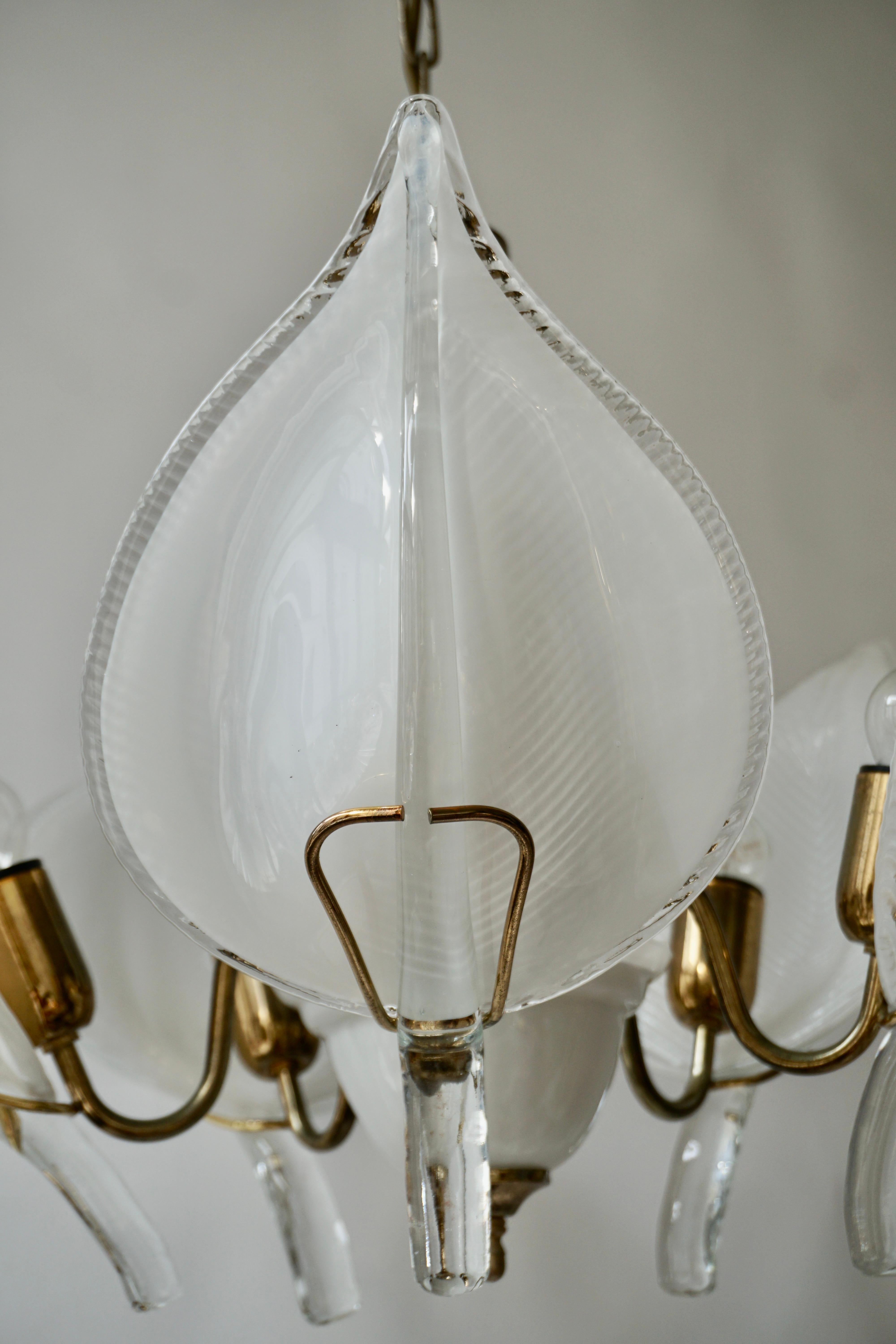 Mid-Century Modern Murano 5 Leaf Chandelier by Franco Luce For Sale 6