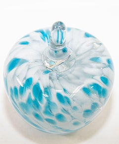 Mid-Century Modern Murano Art Glass Blue and Clear Apple Sculpture Paperweight