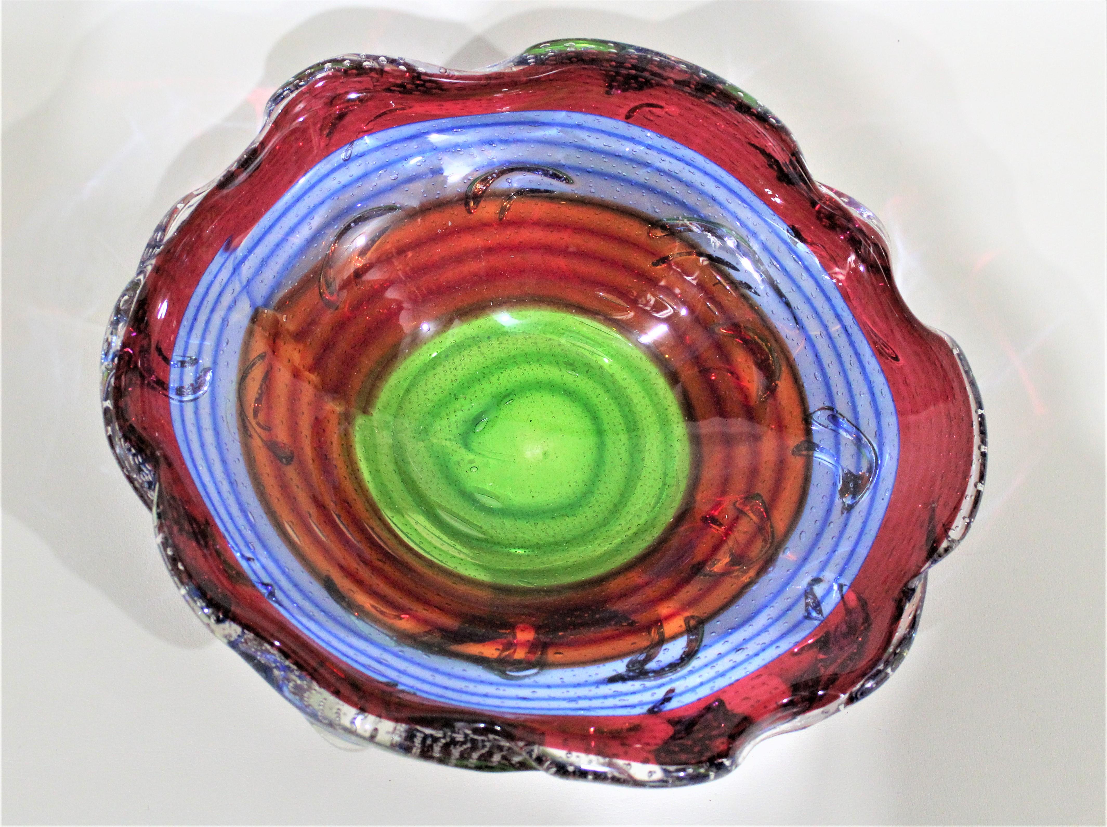 Italian Mid-Century Modern Murano Art Glass Bowl For Sale