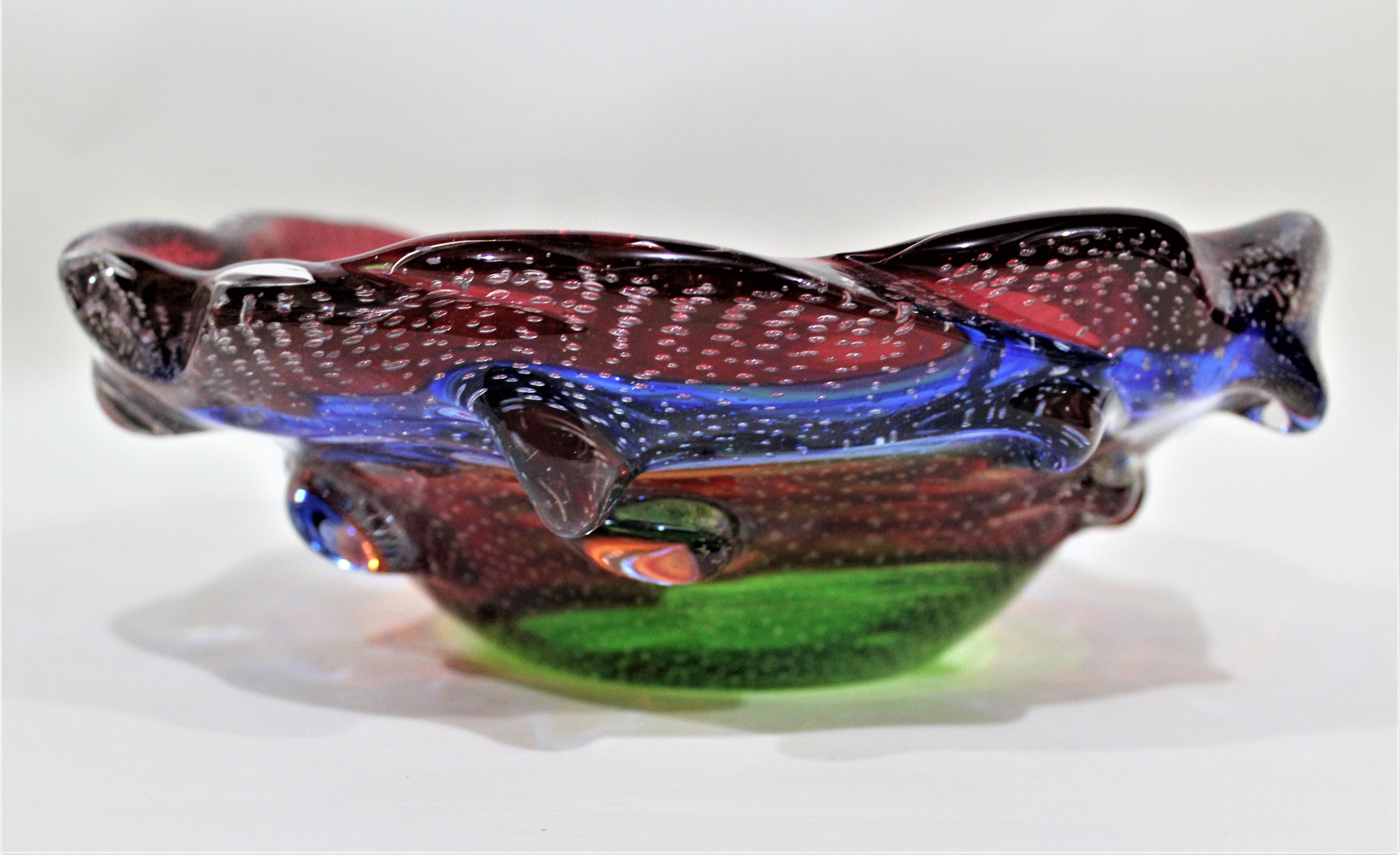 Hand-Carved Mid-Century Modern Murano Art Glass Bowl For Sale