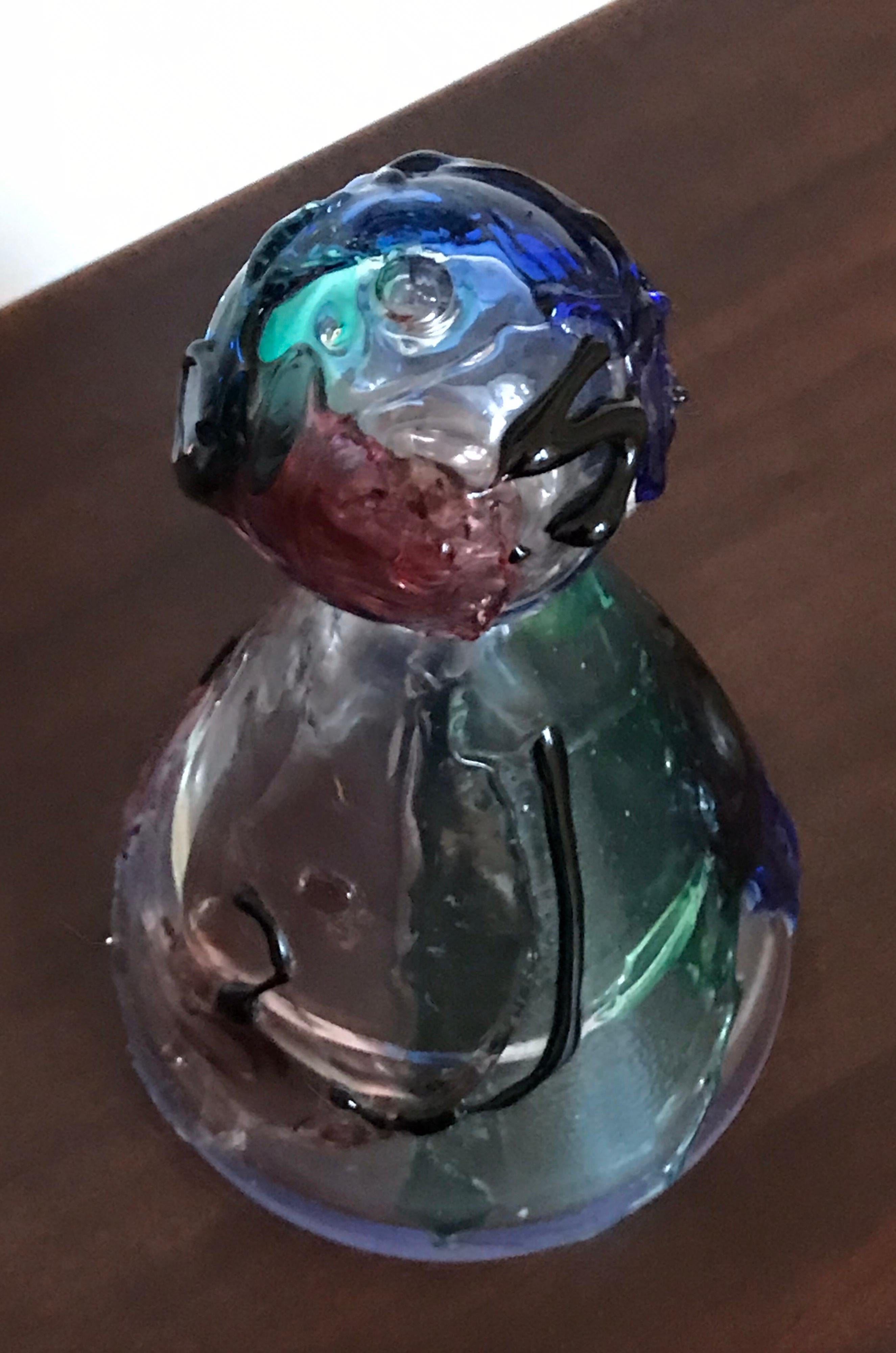 Italian Mid-Century Modern Murano Art Glass Decanter, Hand Blown, Italy, Signed For Sale