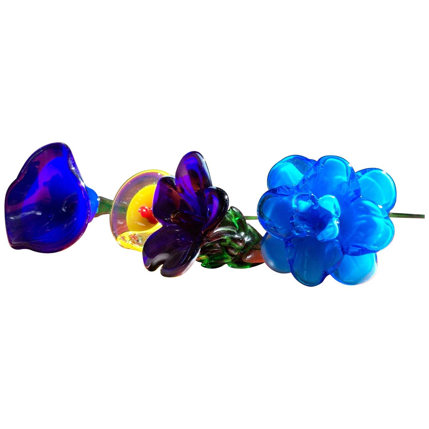 Murano Art Glass Bouquet Of Flowers With Long Stems Early 20th Century At 1stdibs